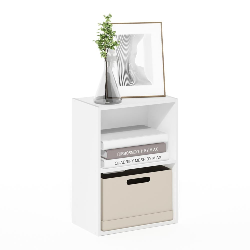 Furinno Luder 2-Tier Open Shelf Bookcase, Pink/White