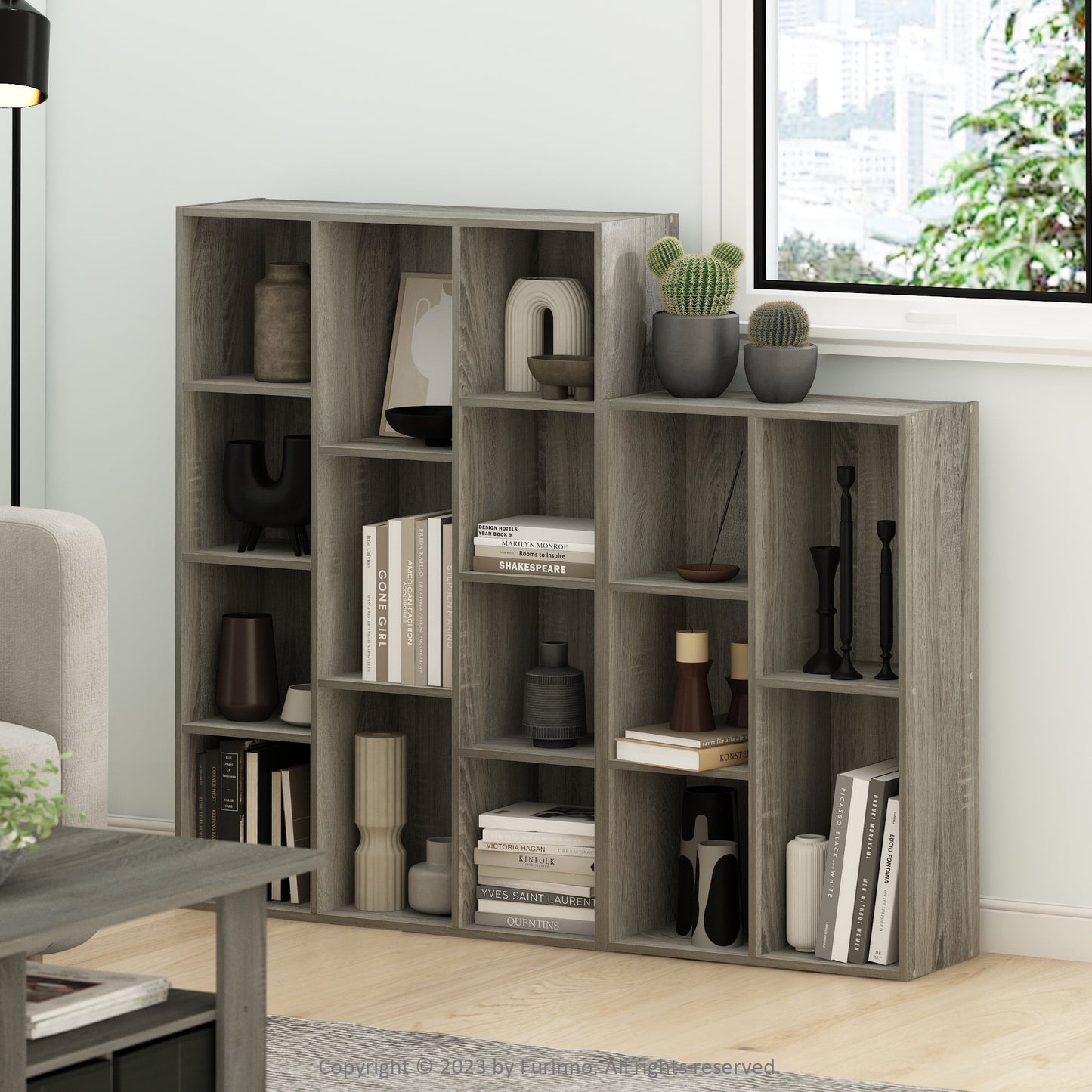 Furinno Luder 5-Cube Reversible Open Shelf, French Oak