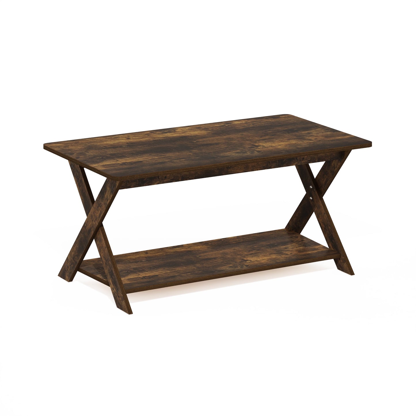 Furinno MODERN SIMPLISTIC Coffee Table, Rectangle Modern Coffee Table with X-Legs, Criss-Crossed Side Table, for Living Room, Bedroom, Home Office, Amber Oak