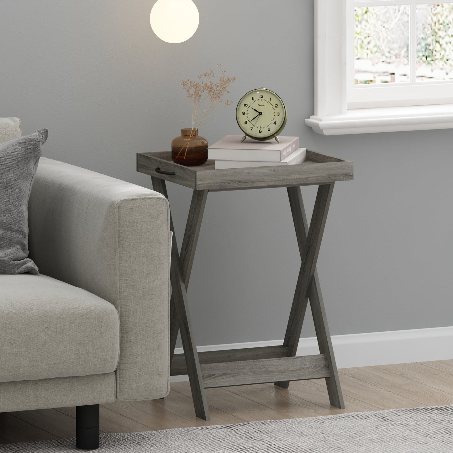 Furinno Montale Tray Table with Removable Tray, French Oak