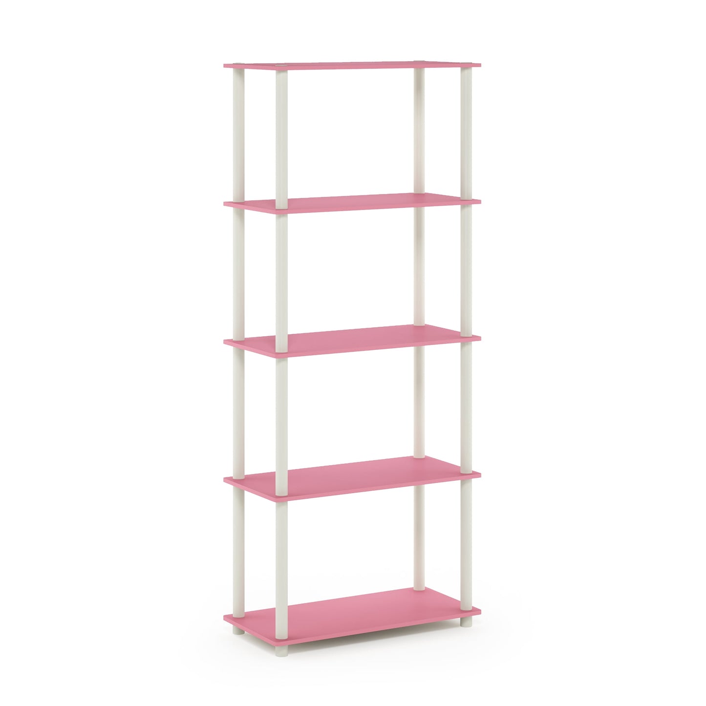 Furinno Rata 5-Tier Industrial Multipurpose Flat Base Bookshelf, Bookcase with Metal Frame, Wide, Columbia Walnut