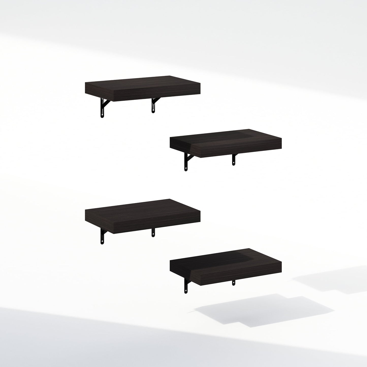 Furinno Tanna 15-Inch Wall Mounted Bathroom Floating Display Shelves, Tobacco Oak, Set of 4