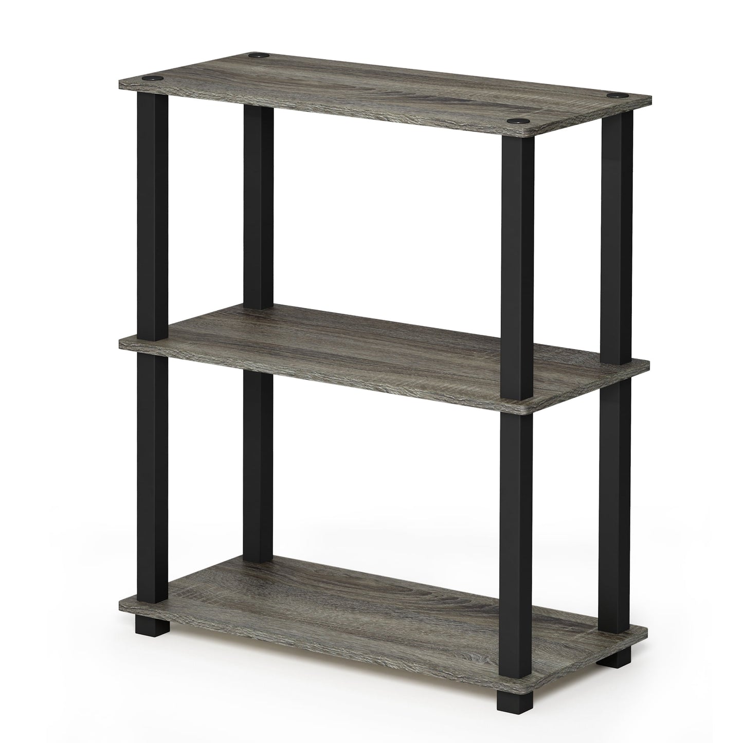 Furinno Turn-N-Tube 3-Tier Compact Multipurpose Shelf Display Rack with Square Tubes, 18025GYW/BK