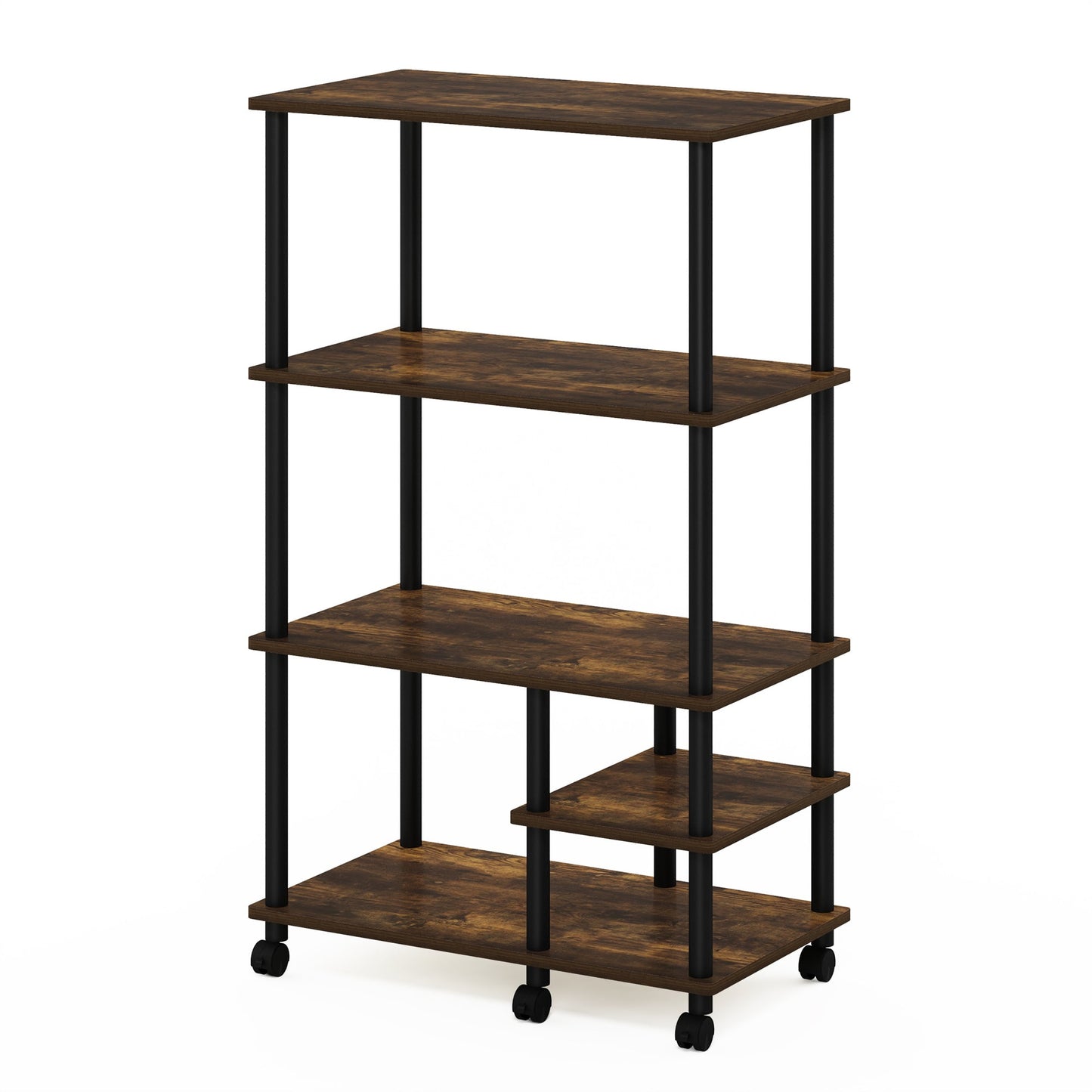 Furinno Turn-N-Tube Carrito de Almacenamiento de Cocina sin Herramientas de 4 Niveles, Pino Ãmbar/negro