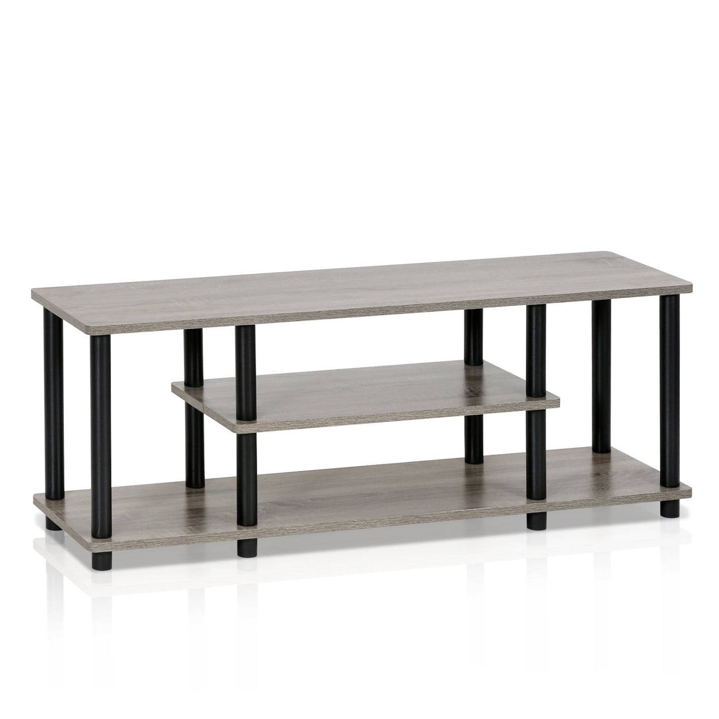 Furinno Turn-N-Tube No Tool 3-Tier Entertainment TV Stands, Gray/Black