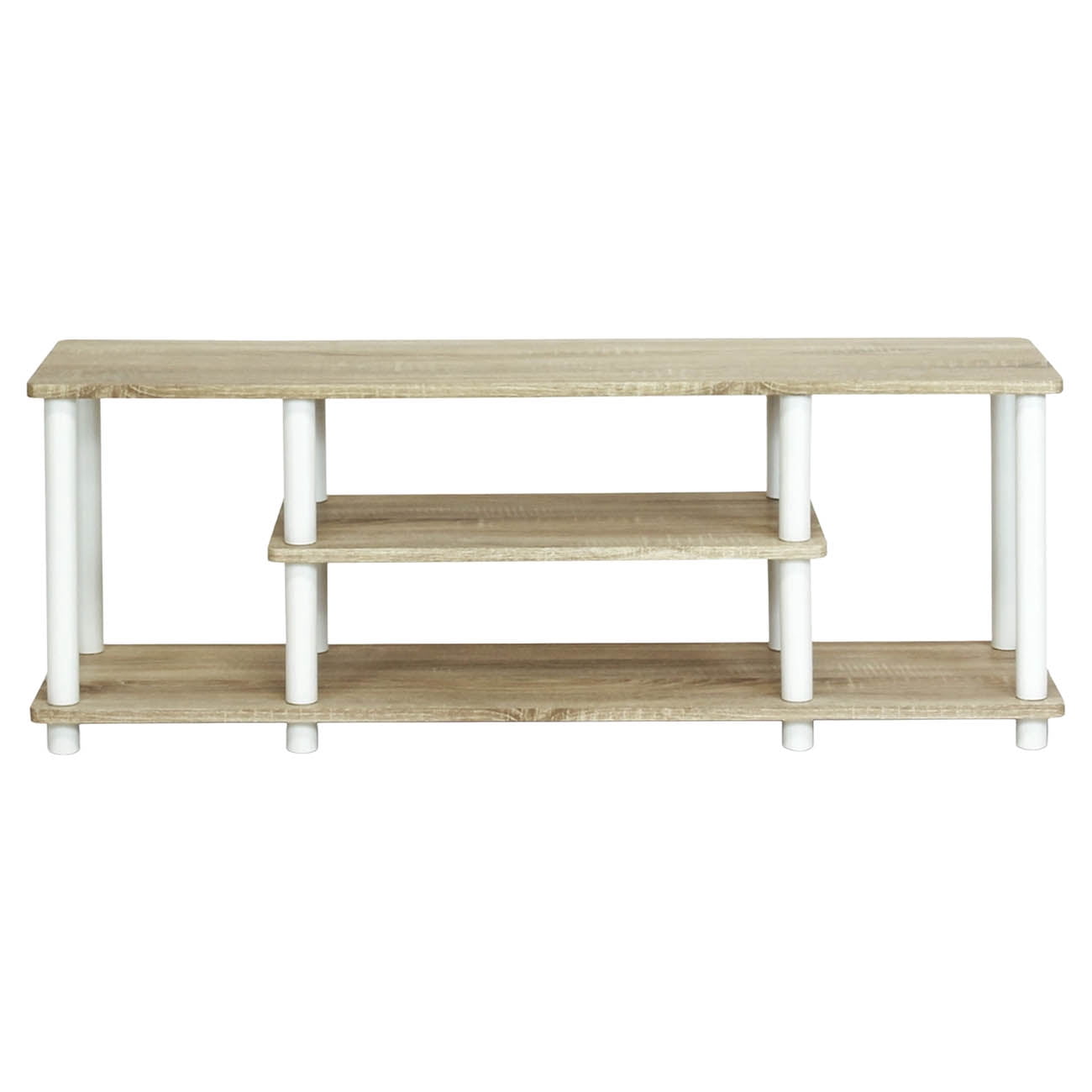 Furinno Turn-N-Tube No Tool 3-Tier Entertainment TV Stands, Oak/White