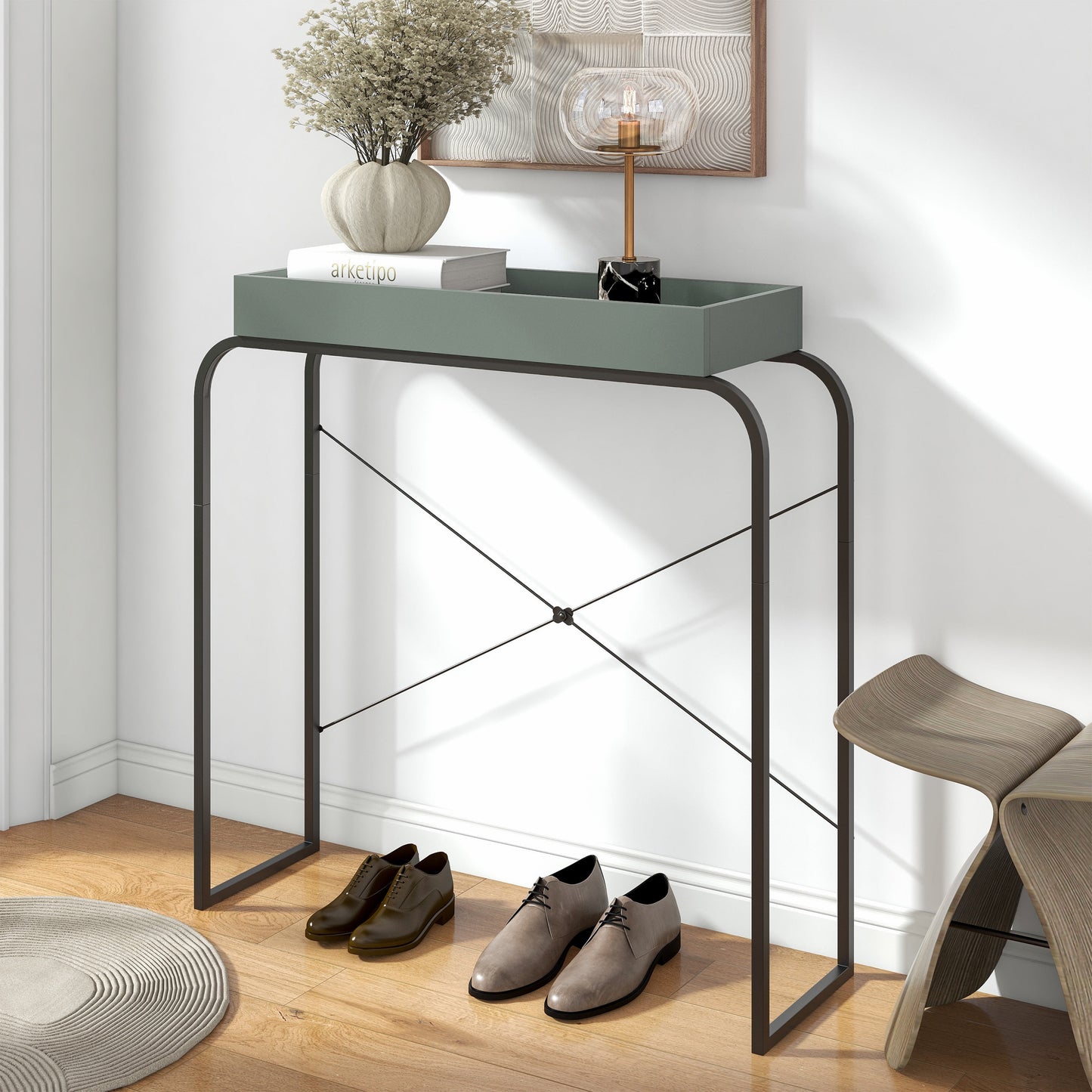 Furniture of America Basil Tray Top Wood Sage Green Console Table