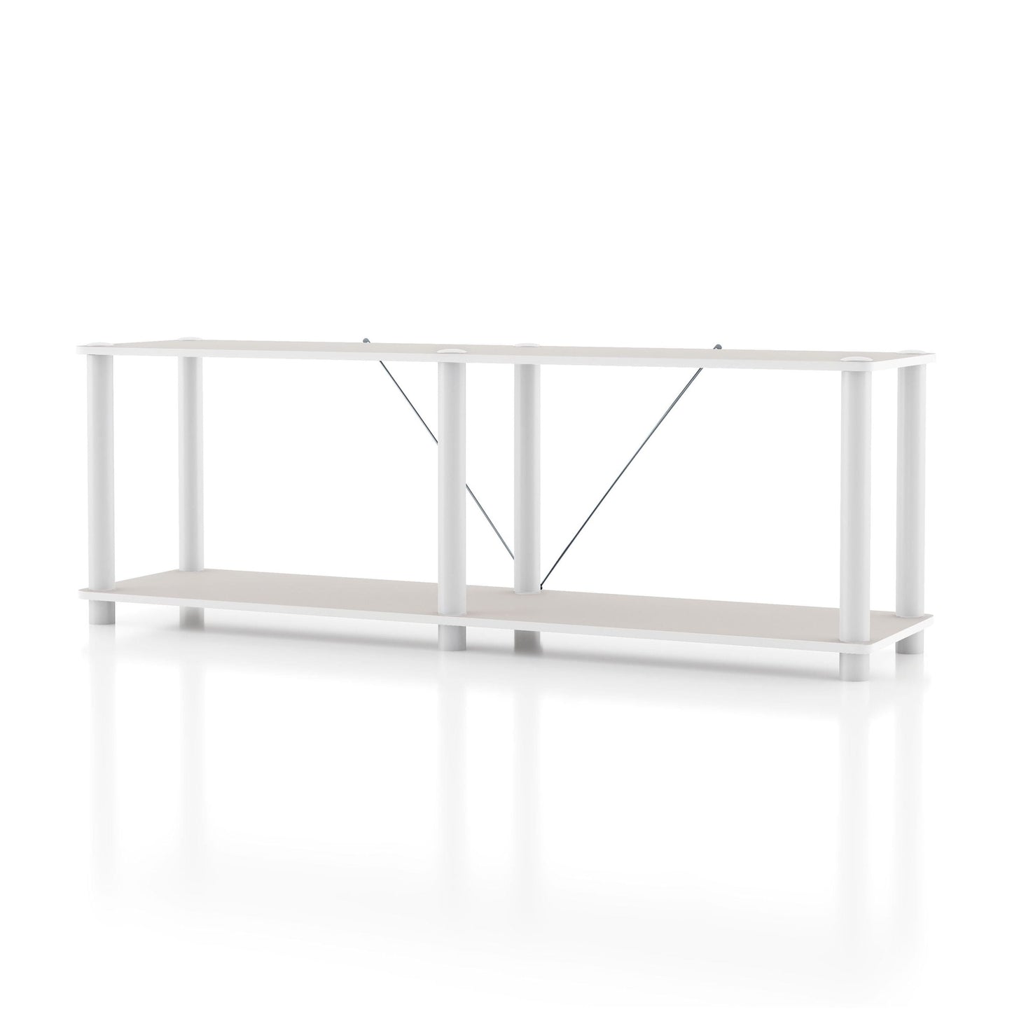Furniture of America Brooks Adult Open Display Shelf Bookcase, 2-Tier 47-inch TV Stand, Greige