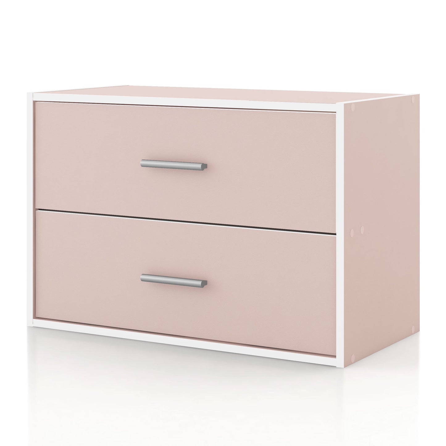 Furniture of America Brooks Stackable 2-Drawer Wood Light Pink Kids Cabinet