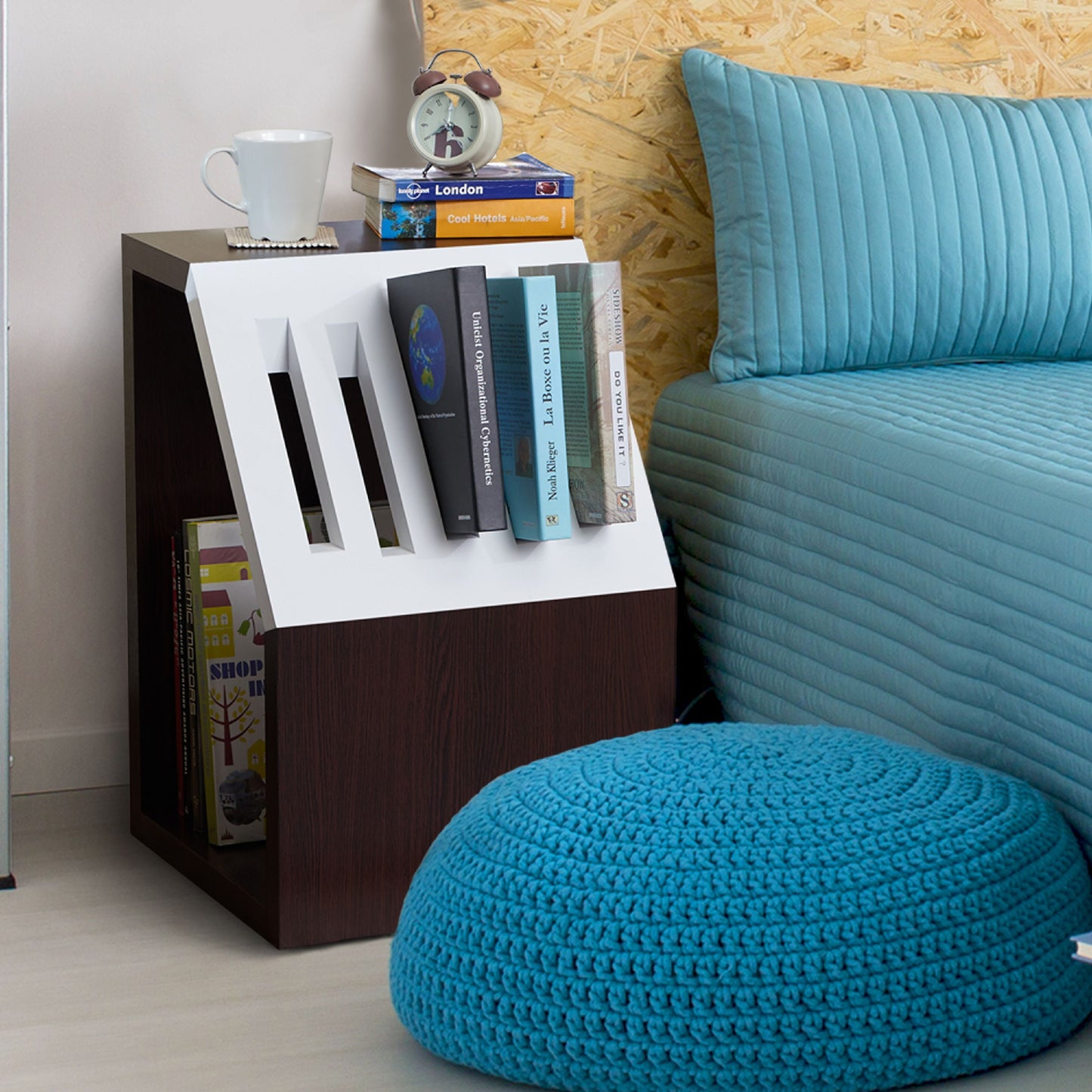 Furniture of America Milam 1-Shelf End Table with Book Rack , Walnut