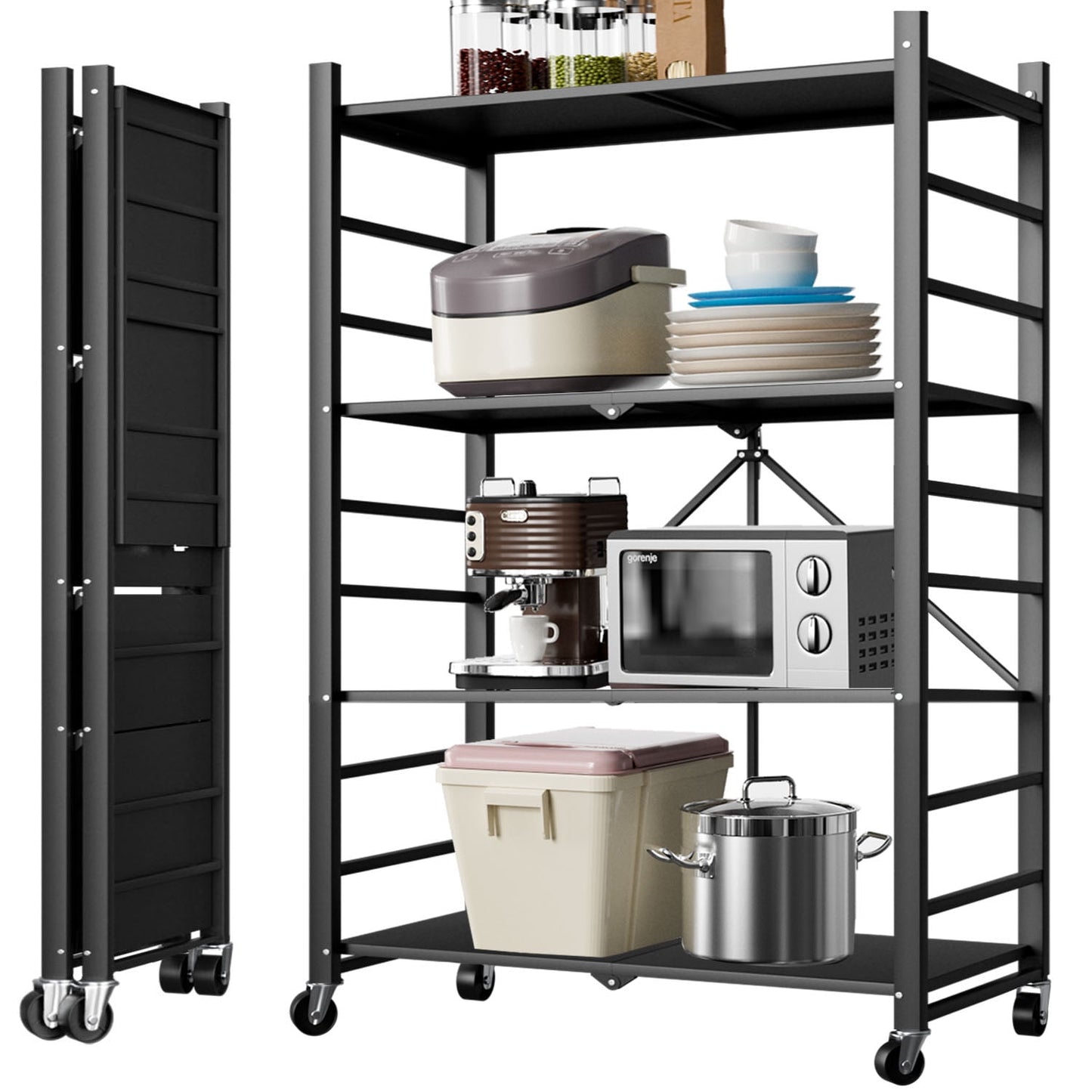 Camkey Foldable 4-Tier Metal Storage Shelves
