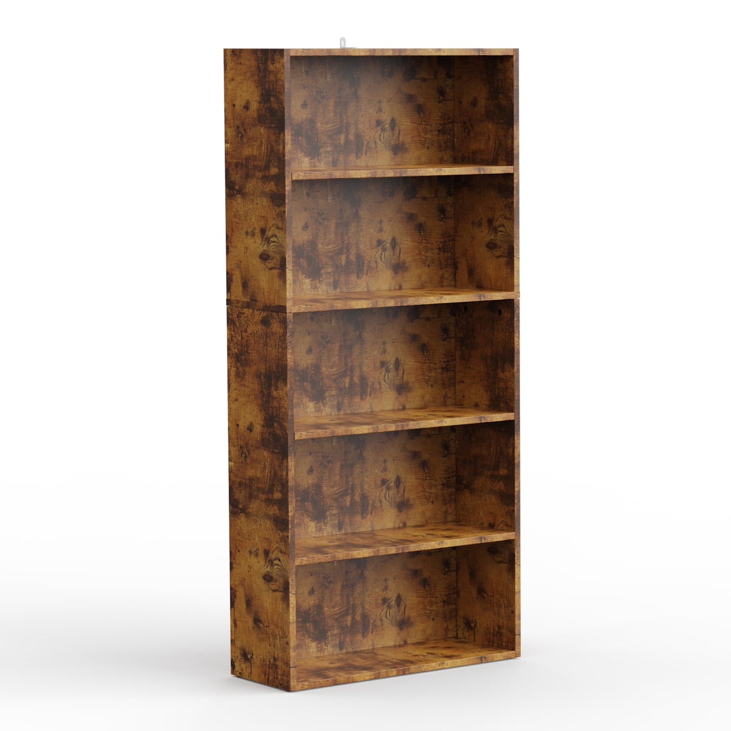 GIANNA 5-Shelf Bookcase, Floor Standing Storage Shelves, Rustic Brown