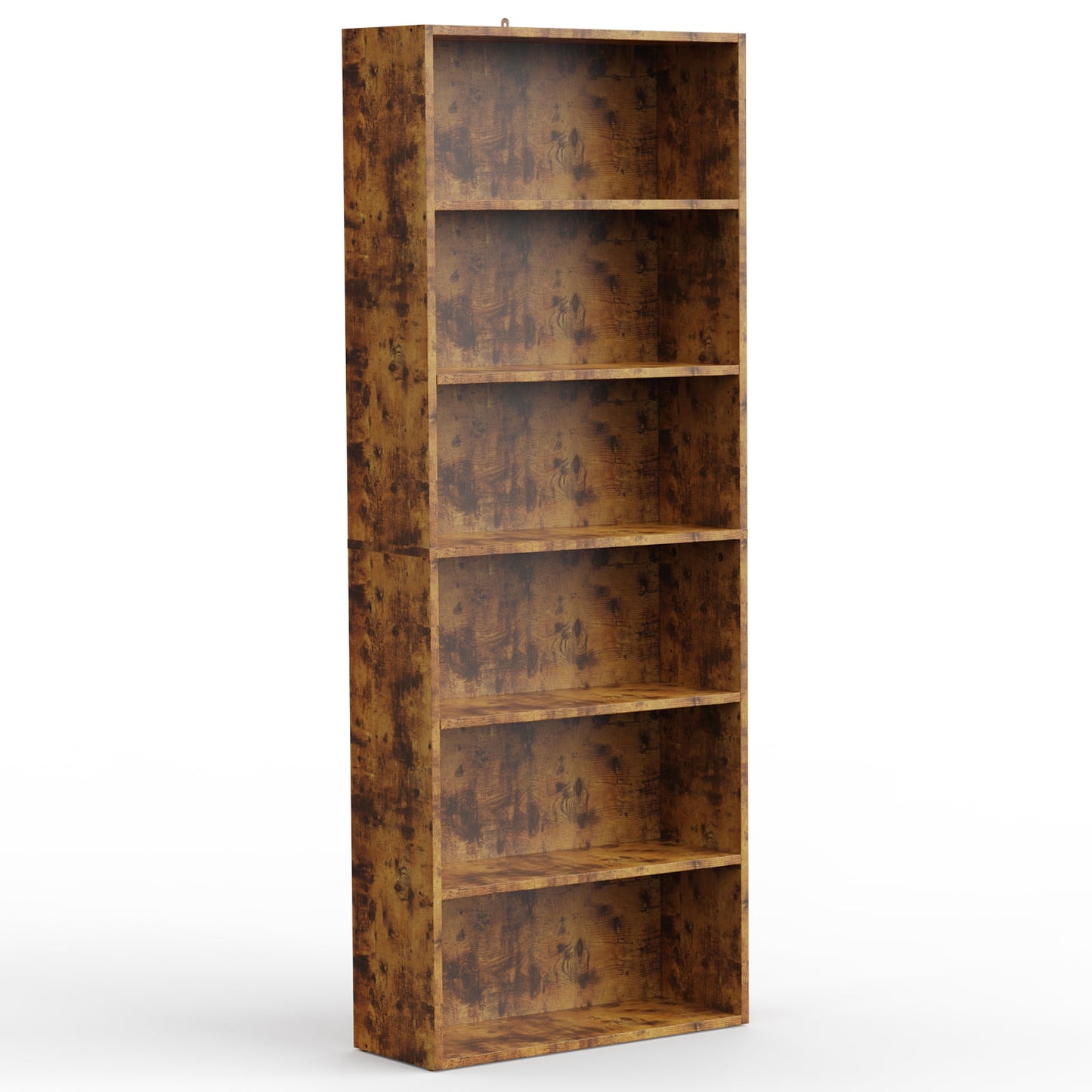 GIANNA 6-Shelf Bookcase, Floor Standing Storage Shelves, Rustic Brown