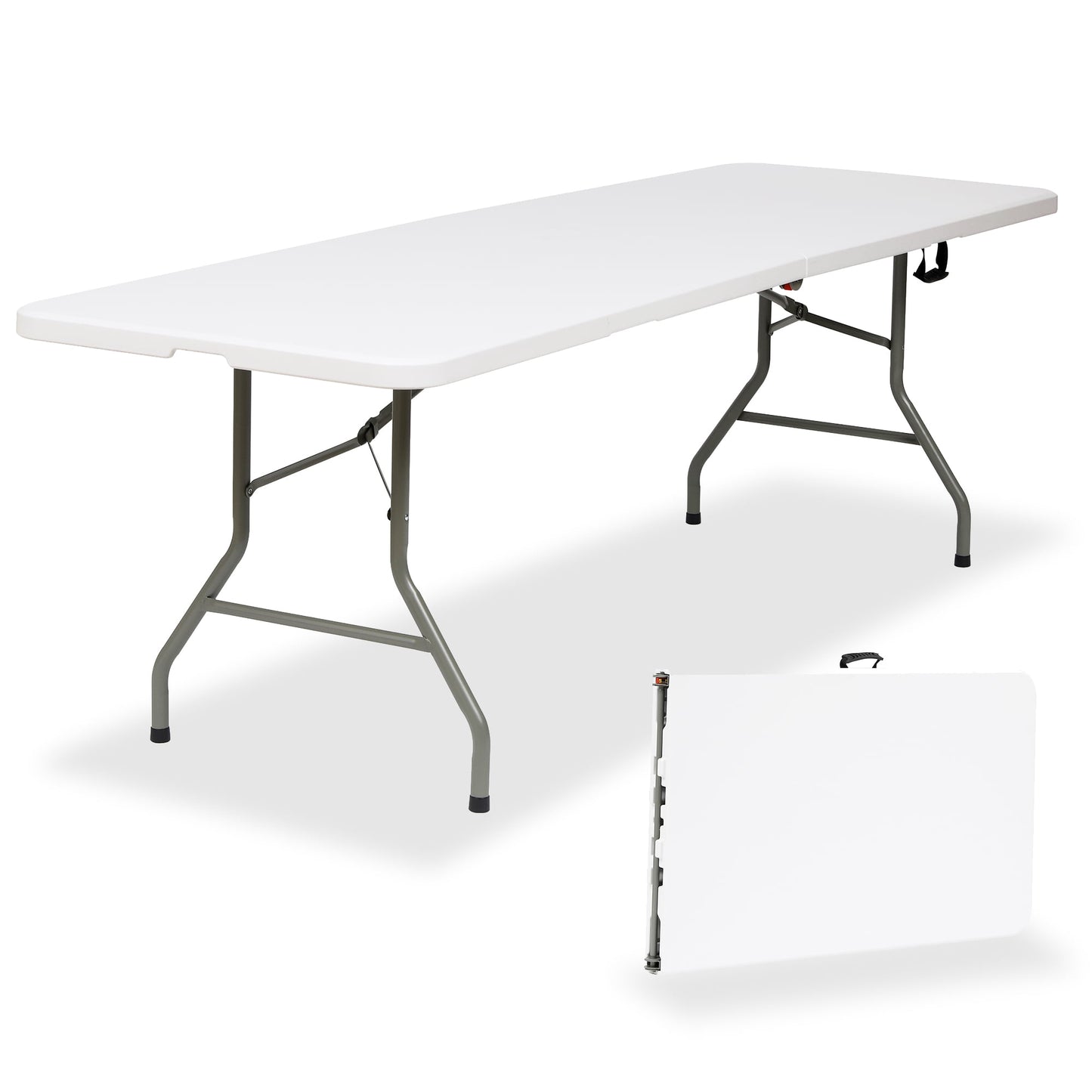 SUGIFT 8ft Folding Table, White Plastic Portable Banquet Table for Parties, Events & Outdoor Use