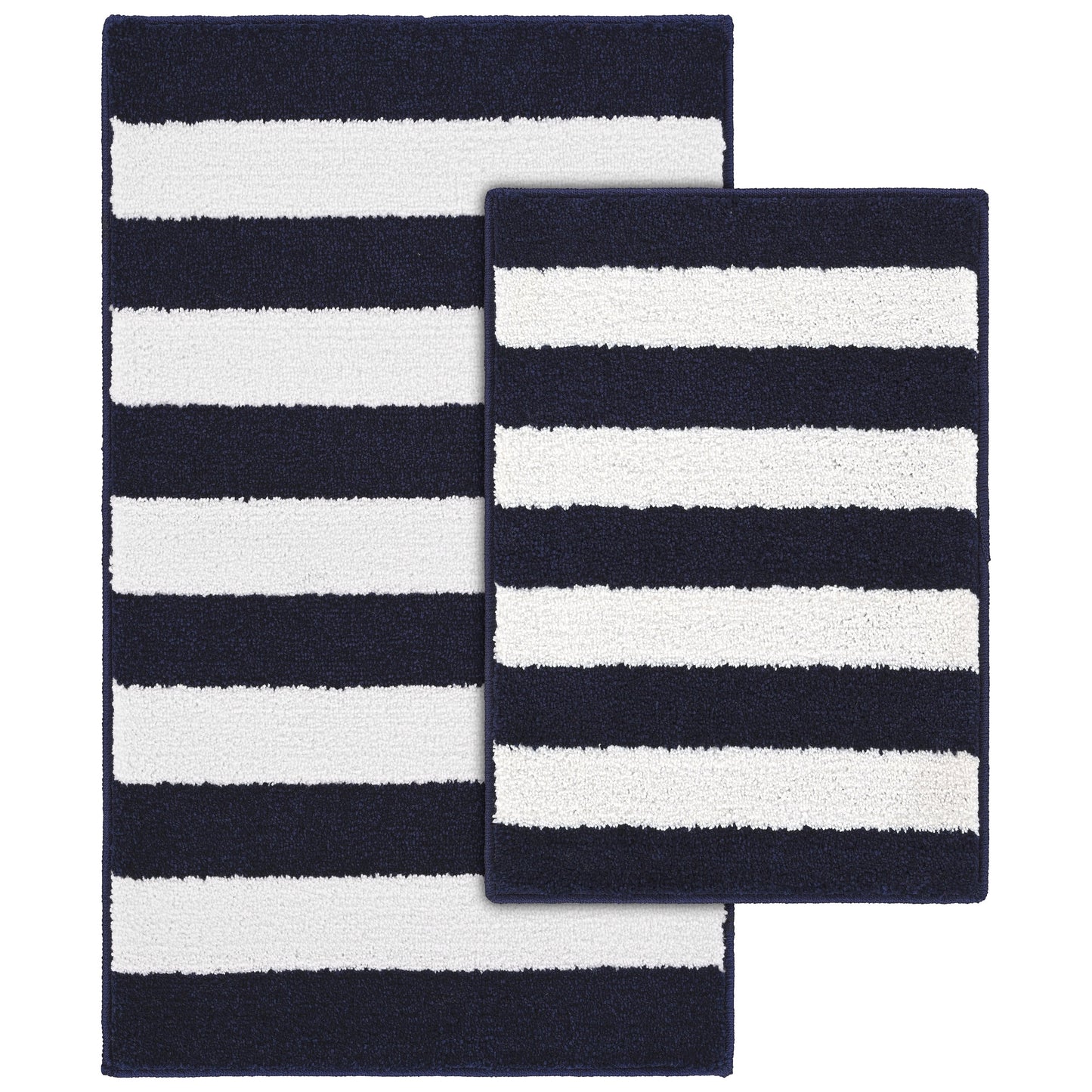 Garland Rug Beach Stripe Washable Classic Red/White Bathroom Rug, 21" x 34"