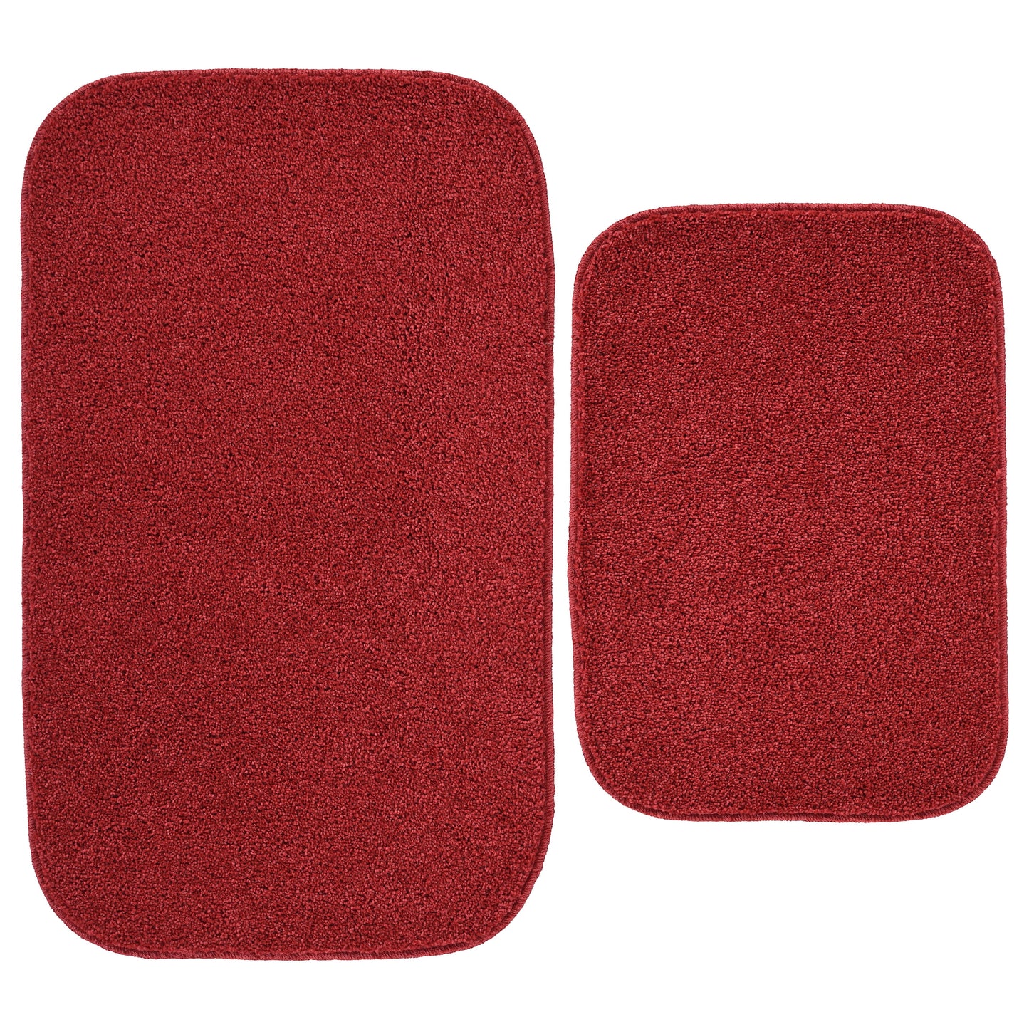 Garland Rug Gramercy Washable Bath Rug Set, 2 Piece (20"x34" & 17"x24") Classic Red