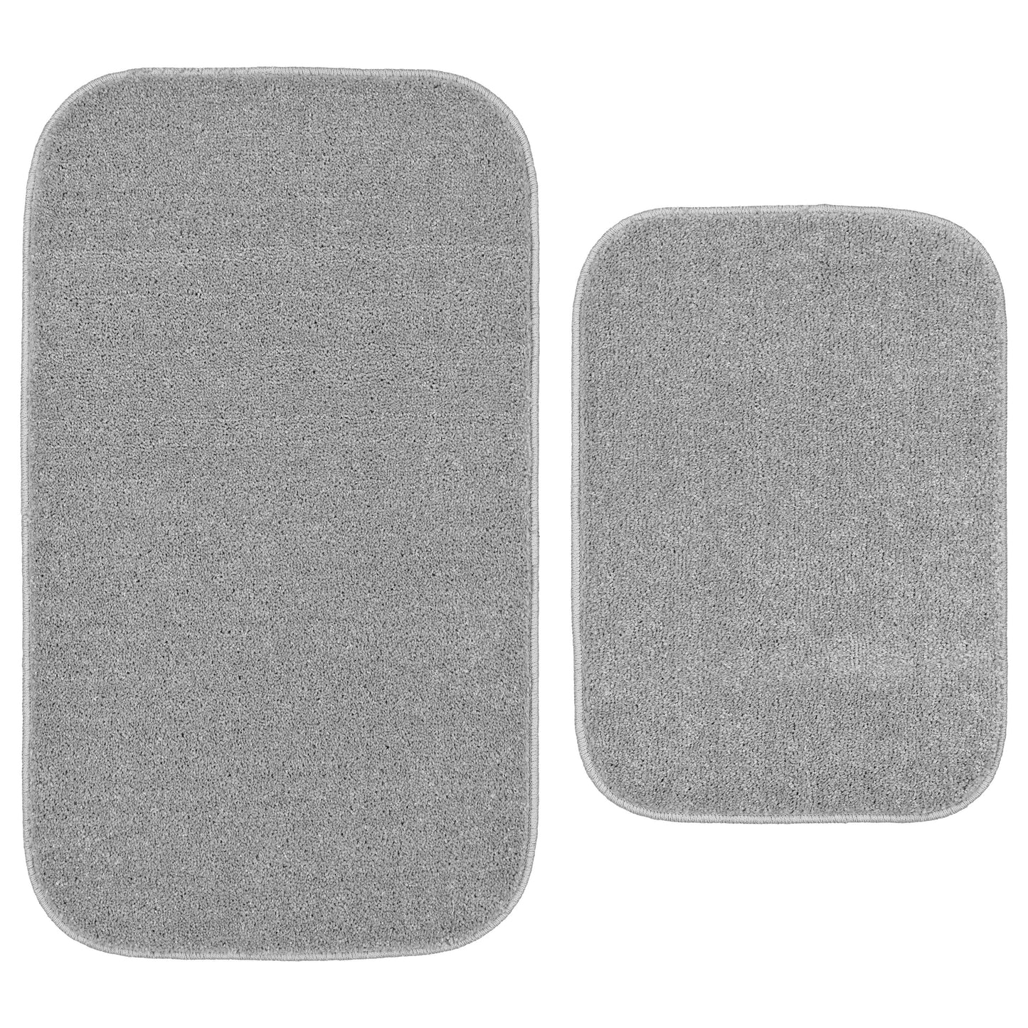 Garland Rug Gramercy Washable Bath Rug Set, 2 Piece (20"x34" & 17"x24") Silver