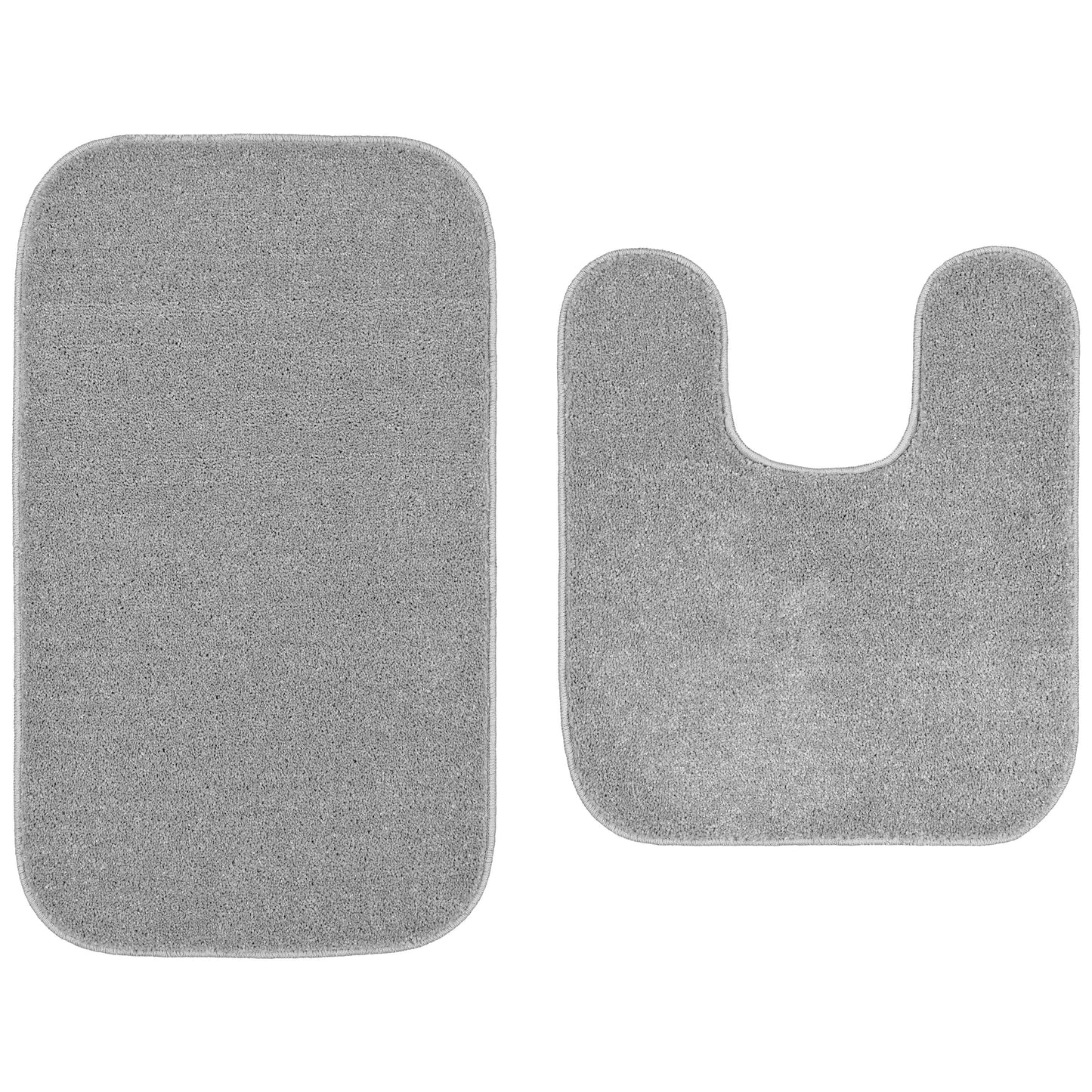 Garland Rug Gramercy Washable Bath Rug Set, 2-Piece (20"x34" & Contour Rug) Silver