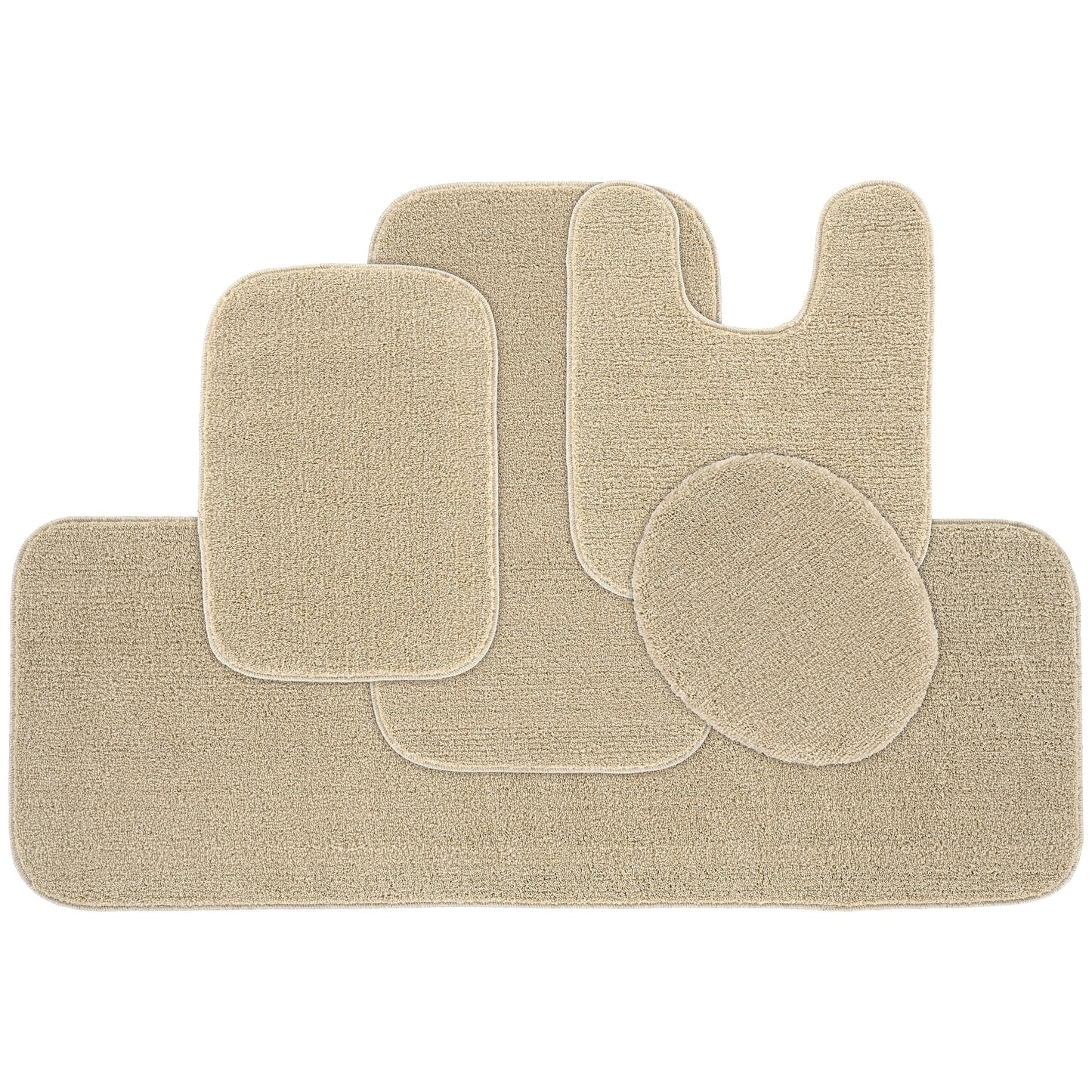 Garland Rug Gramercy Washable Bath Rug Set, 5 Piece (2 Bath Rugs, Contour, Lid Cover, & Runner Rug) Champagne
