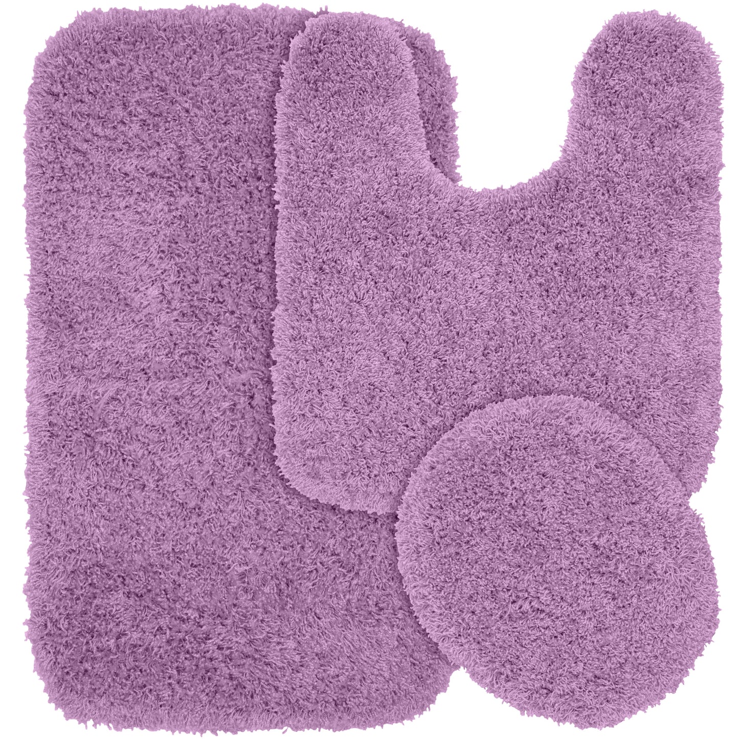 Garland Rug Jazz Juego de Alfombras de Baño Lavables, Juego de 3 Piezas (Alfombra de Baño de 21"x34", Alfombra Contorneada y Tapa de Inodoro) Morado