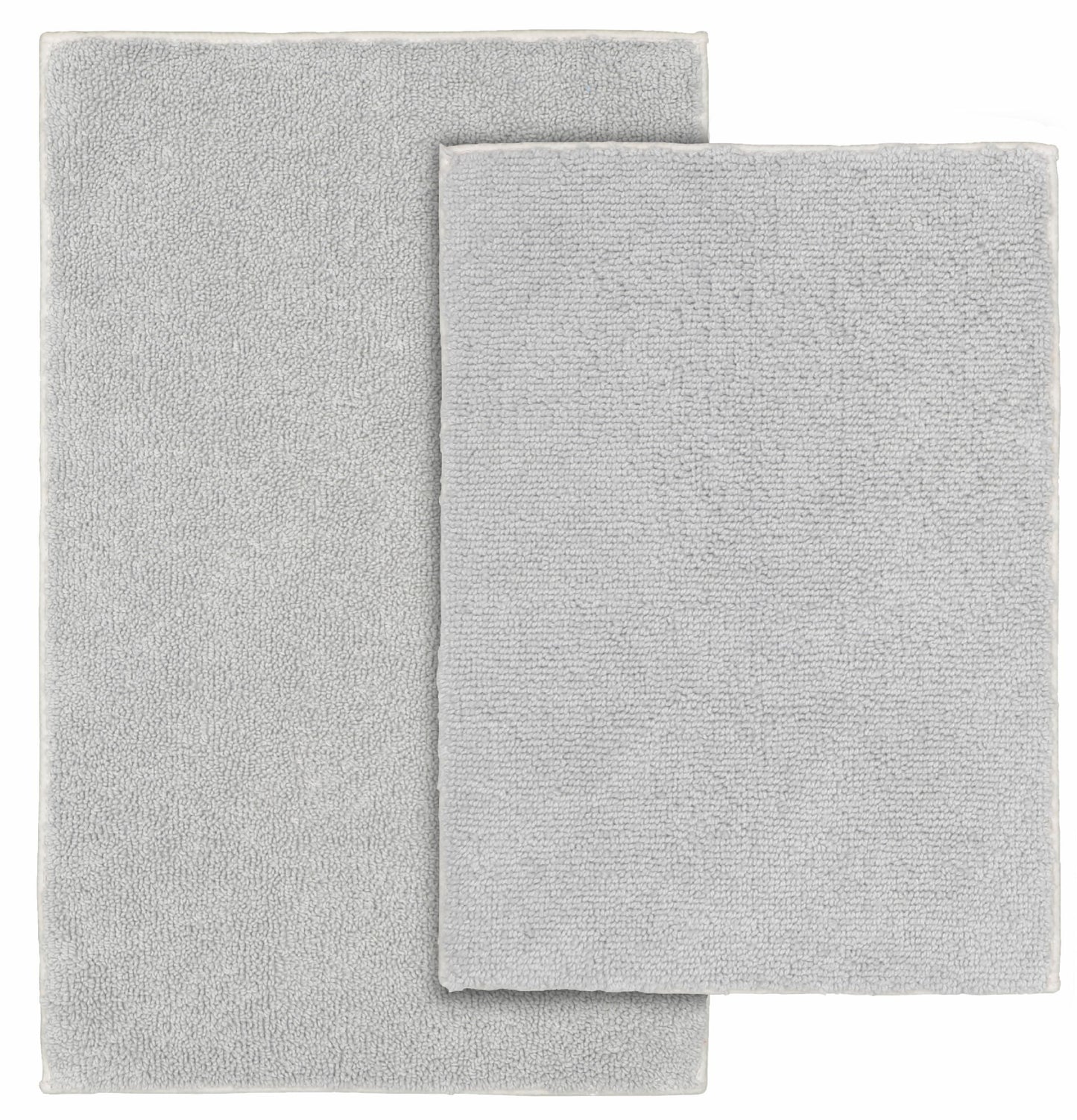 Garland Rug Queen Cotton Washable Bath Rug Set, 2 Piece Set (17"x24" Bath Rug, & 21"x34" Bath Rug) Platinum Gray