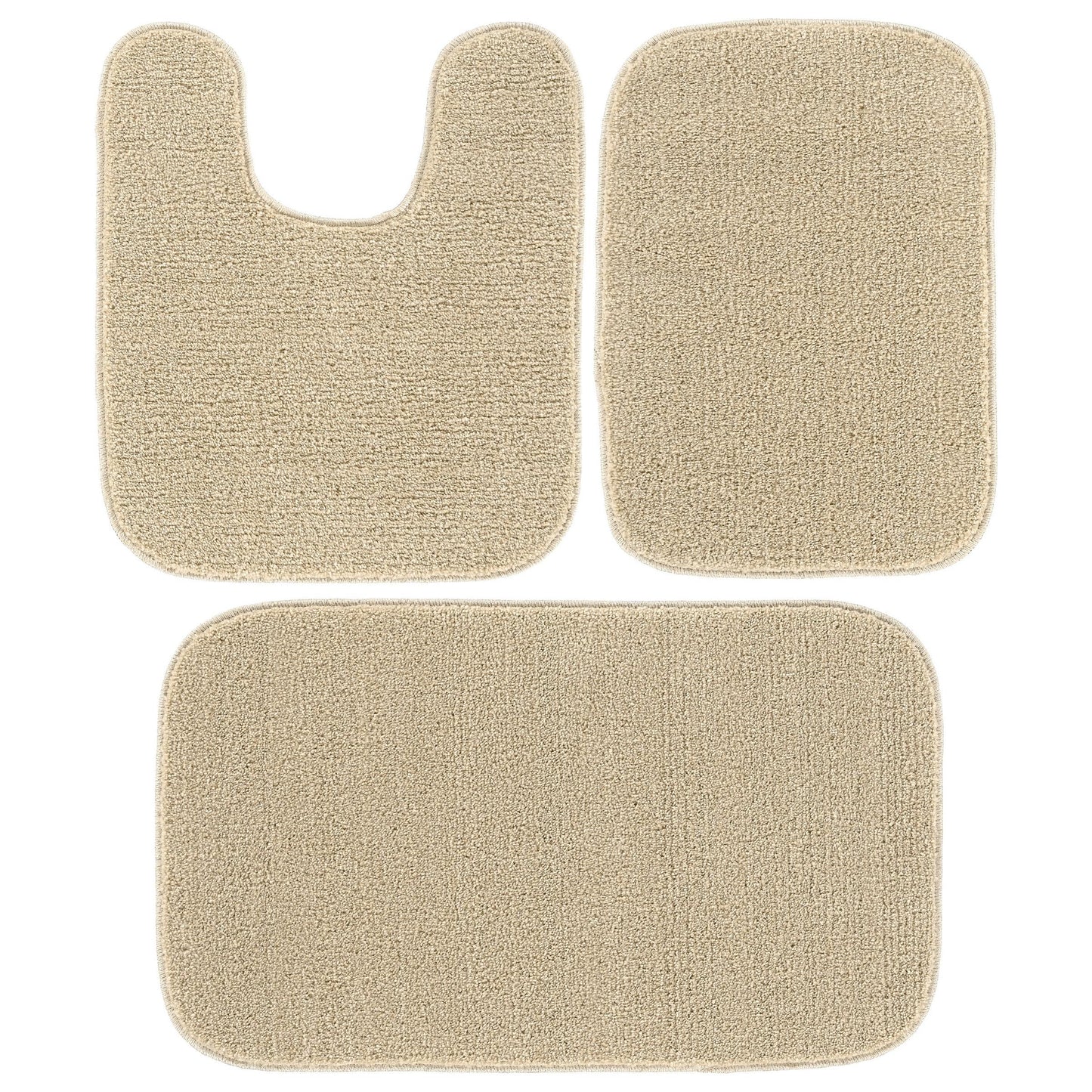 Garland Rug Sedona Washable Bath Rug Set, 3 Piece Set (2 Bath Rugs, & Contour Rug) Champagne