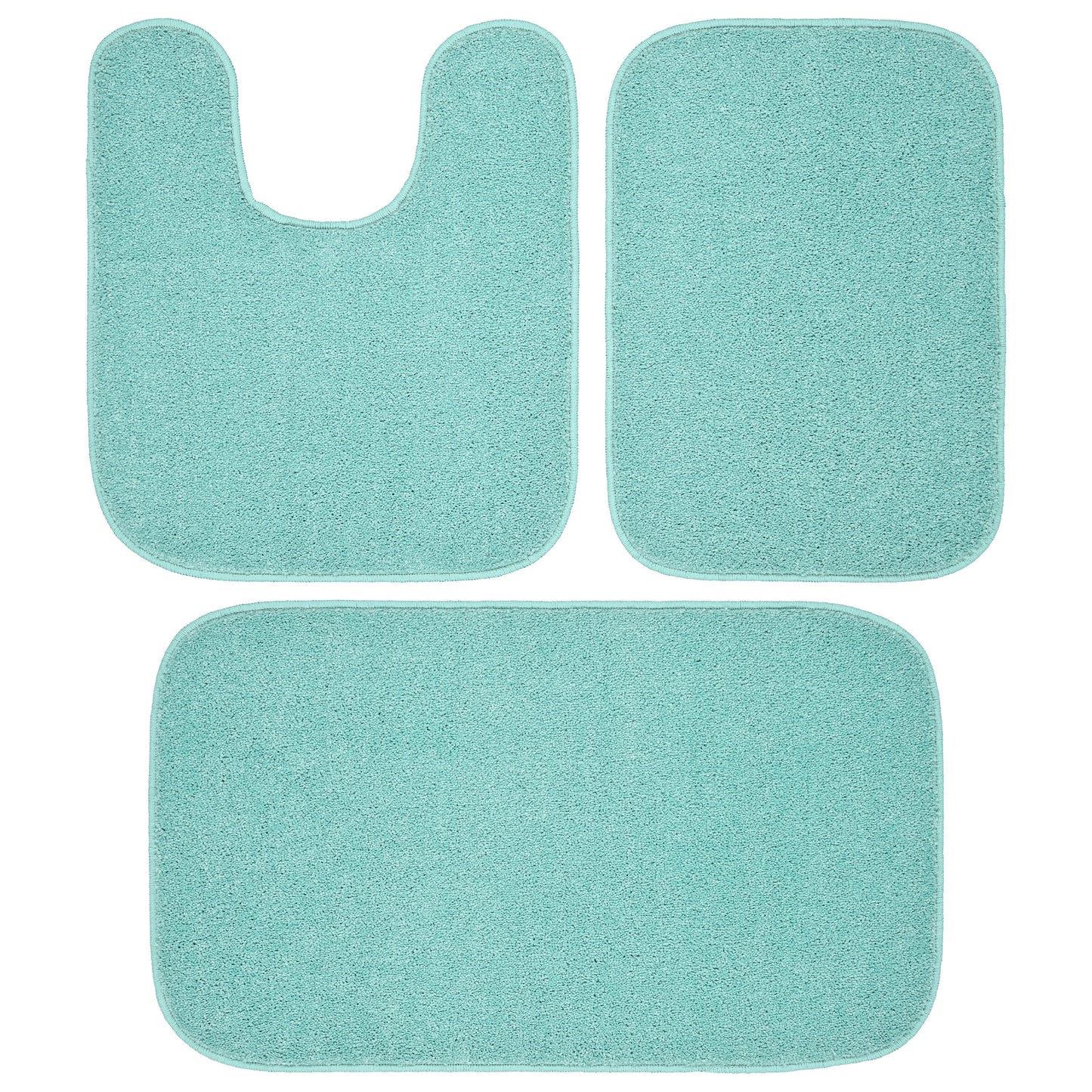 Garland Rug Sedona Washable Bath Rug Set, 3 Piece Set (2 Bath Rugs, & Contour Rug) Sea Foam