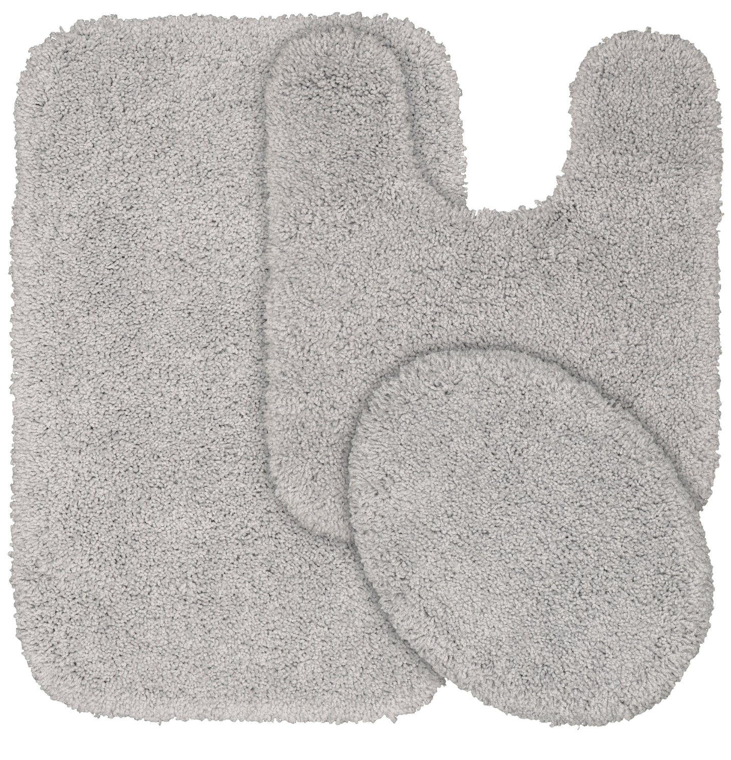 Garland Rug Serendipity Juego de Tapetes de Baño de Nailon Lavable, Juego de 3 Piezas (Tapete de Baño de 21"x34", Tapete Contorneado y Tapa de Inodoro) Gris Platino