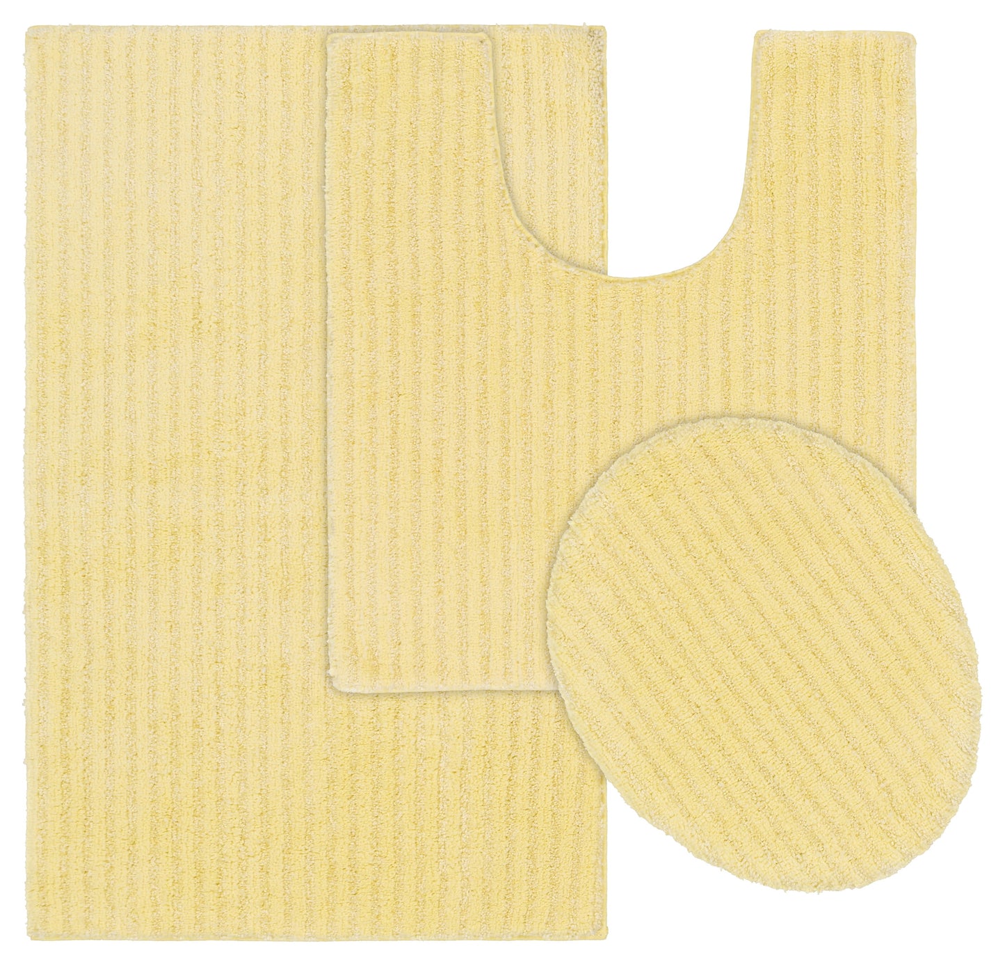 Garland Rug Sheridan Washable Nylon Bath Rug Set, 3 Piece Set (21"x34" Bath Rug, Contour Rug, & Toilet Lid) Rubber Ducky Yellow