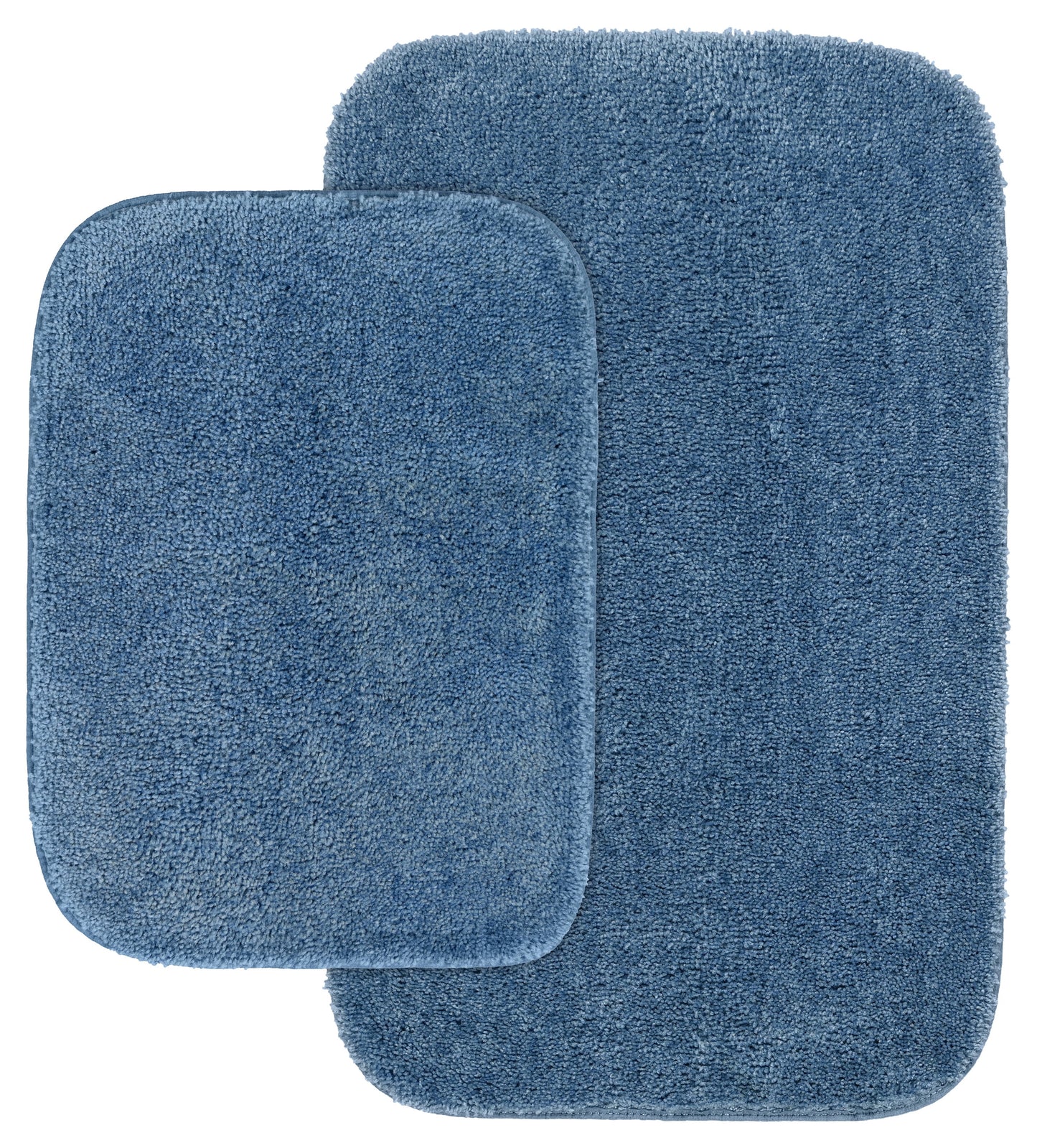 Garland Rug Traditional Washable Bath Rug Set, 2 Piece Set (17"x24" Bath Rug, & 21"x34" Bath Rug) Basin Blue