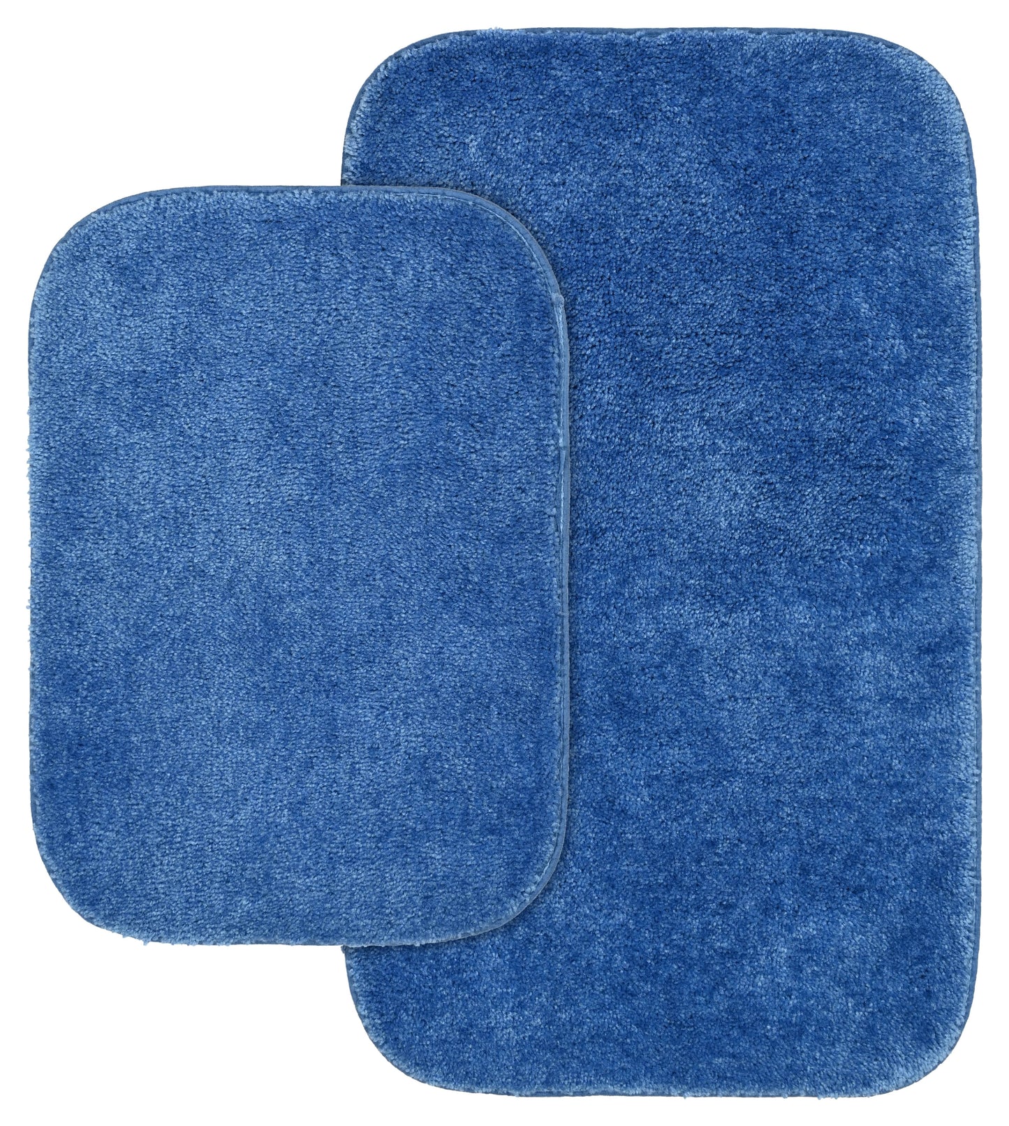 Garland Rug Traditional Washable Bath Rug Set, 2 Piece Set (17"x24" Bath Rug, & 21"x34" Bath Rug) Electric Blue