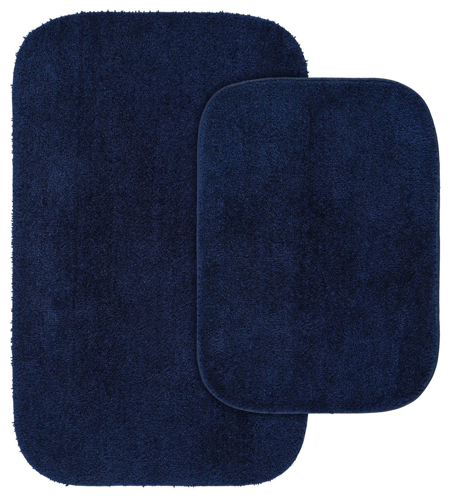 Garland Rug Traditional Washable Bath Rug Set, 2 Piece Set (17"x24" Bath Rug, & 21"x34" Bath Rug) Navy