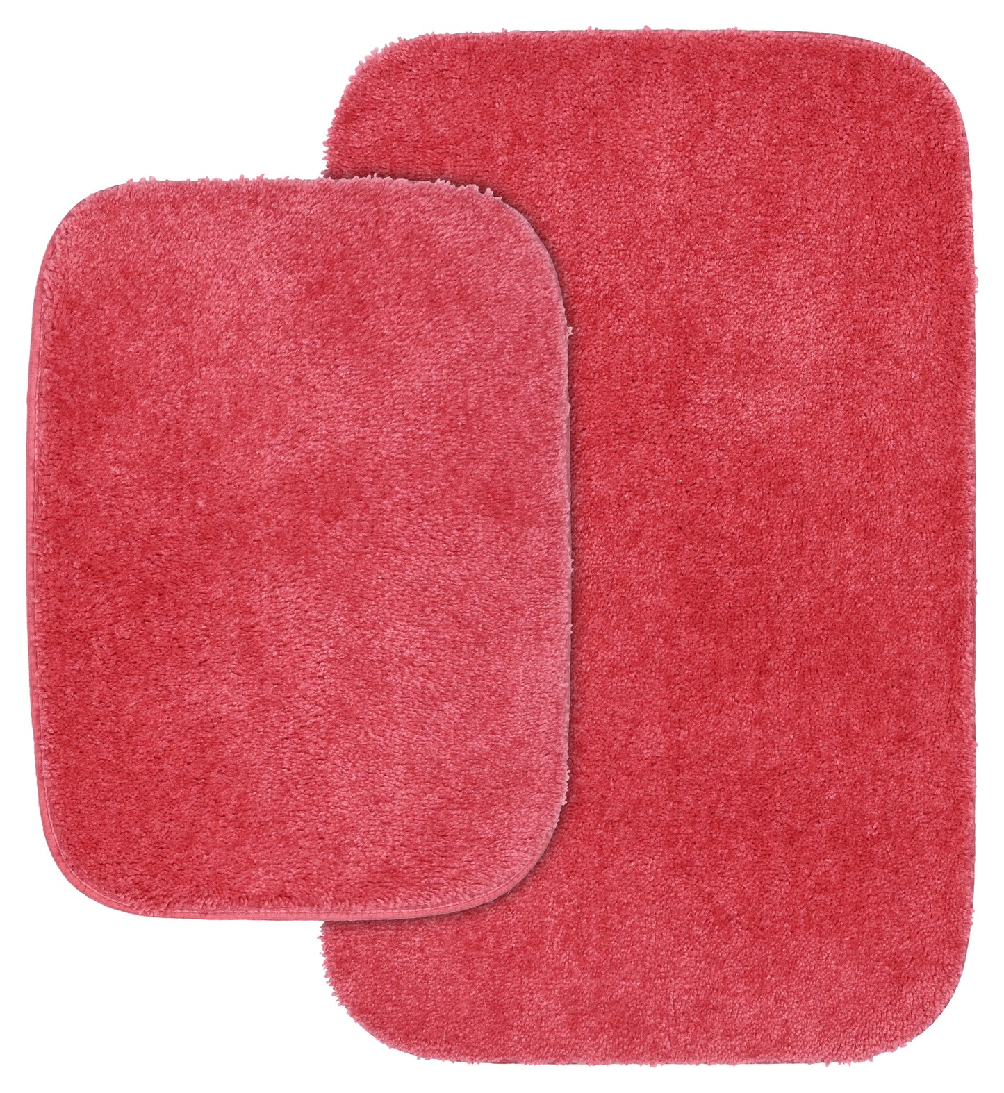 Garland Rug Traditional Washable Bath Rug Set, 2 Piece Set (17"x24" Bath Rug, & 21"x34" Bath Rug) Pink Hibiscus