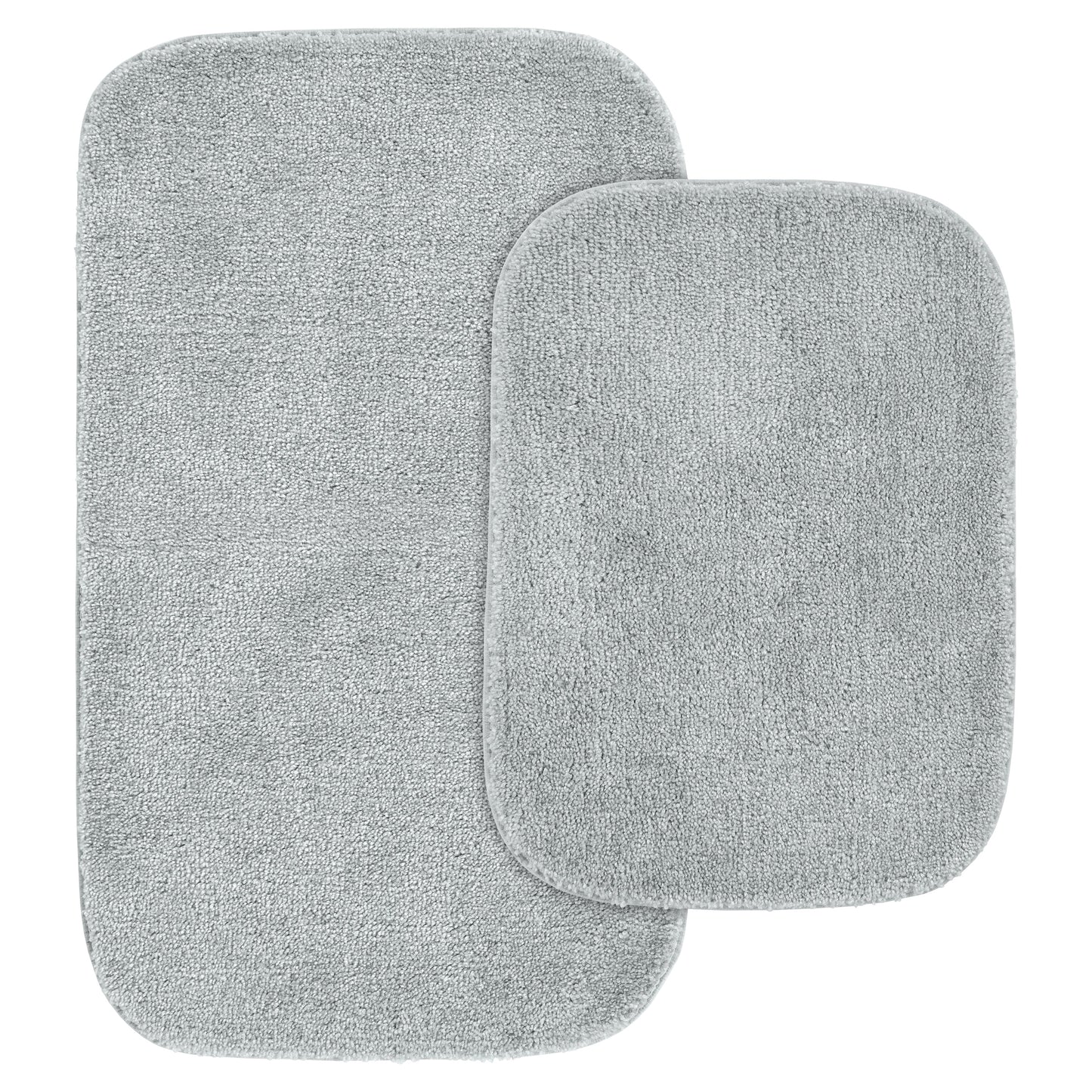 Garland Rug Traditional Washable Bath Rug Set, 2 Piece Set (17"x24" Bath Rug, & 21"x34" Bath Rug) Platinum Gray