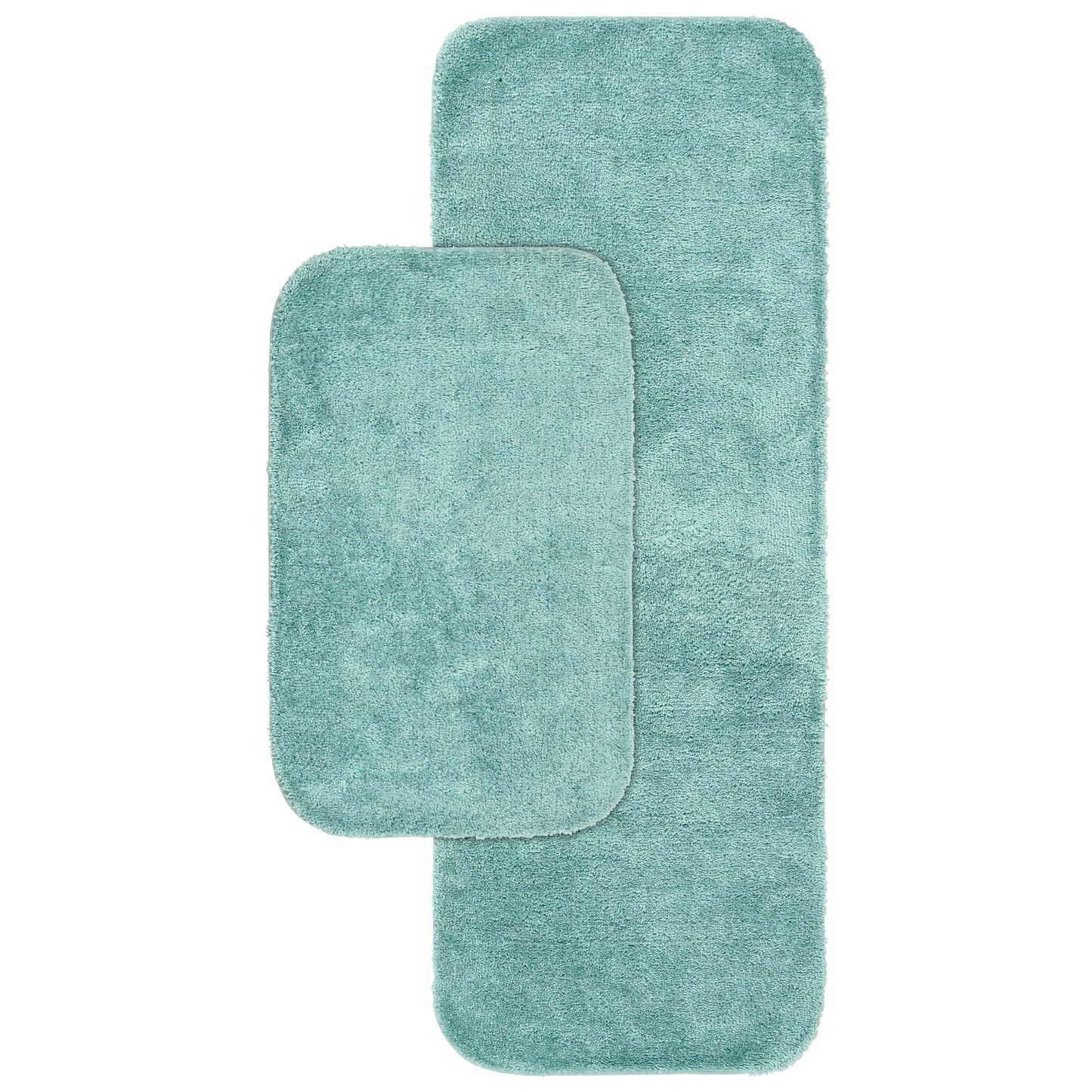 Garland Rug Traditional Washable Bath Rug Set, 2-Piece Set (21"x34" Bath Rug, & 22"x60" Runner) Sea Foam