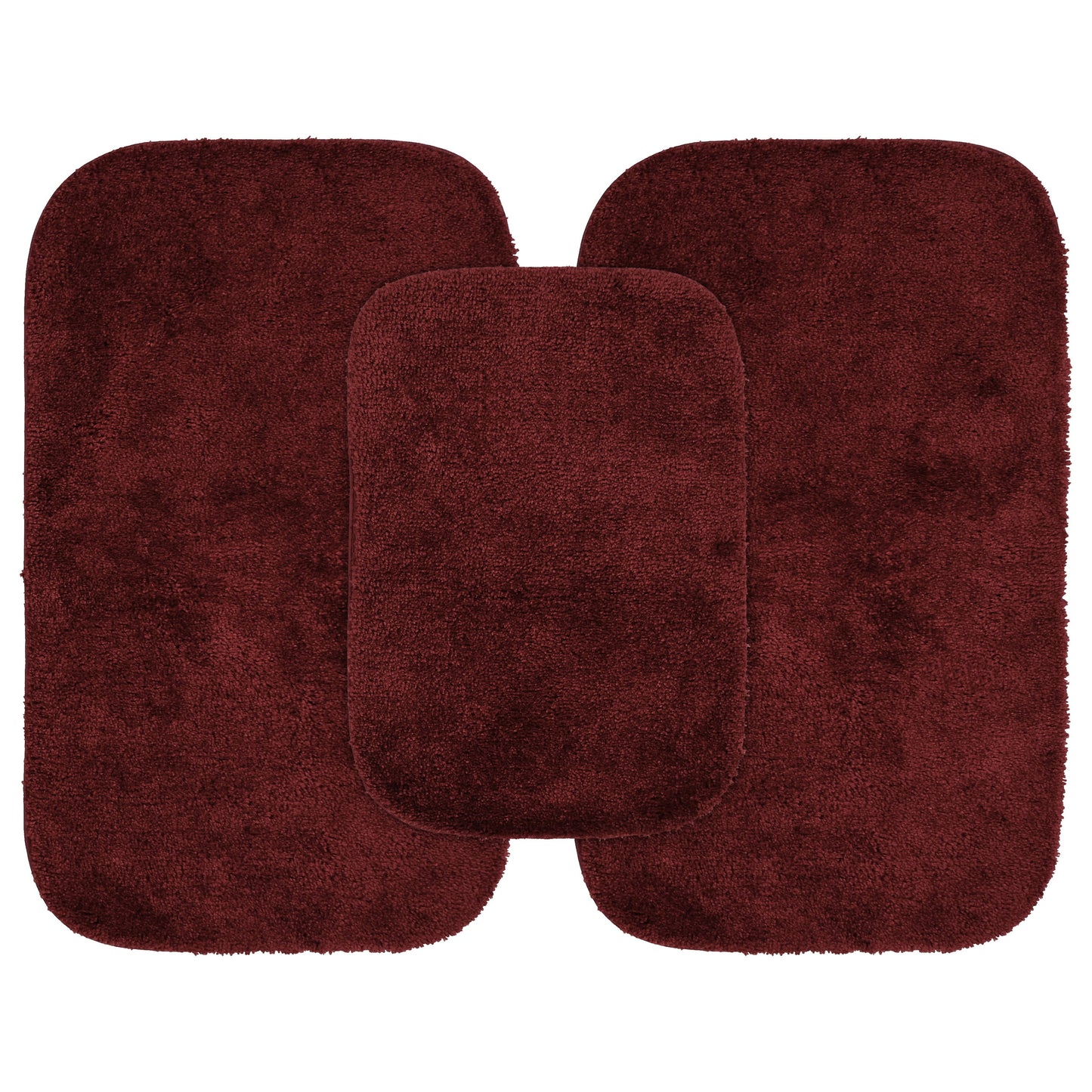 Garland Rug Traditional Washable Bath Rug Set, 3-Piece Set (17"x24" Bath Rug and Two 21"x34" Bath Rugs) Chili Red