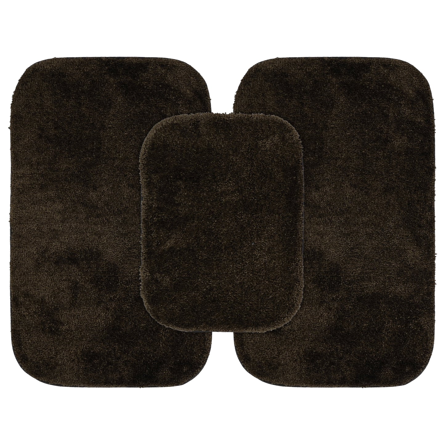 Garland Rug Traditional Washable Bath Rug Set, 3-Piece Set (17"x24" Bath Rug and Two 21"x34" Bath Rugs) Chocolate