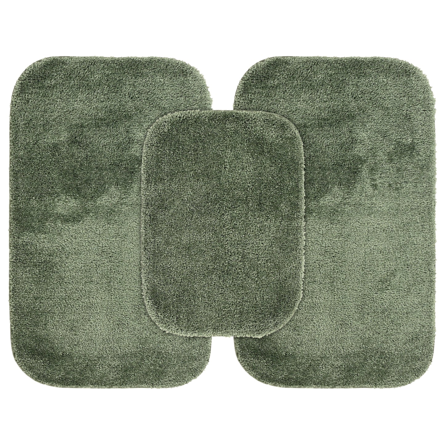 Garland Rug Traditional Washable Bath Rug Set, 3-Piece Set (17"x24" Bath Rug and Two 21"x34" Bath Rugs) Deep Fern