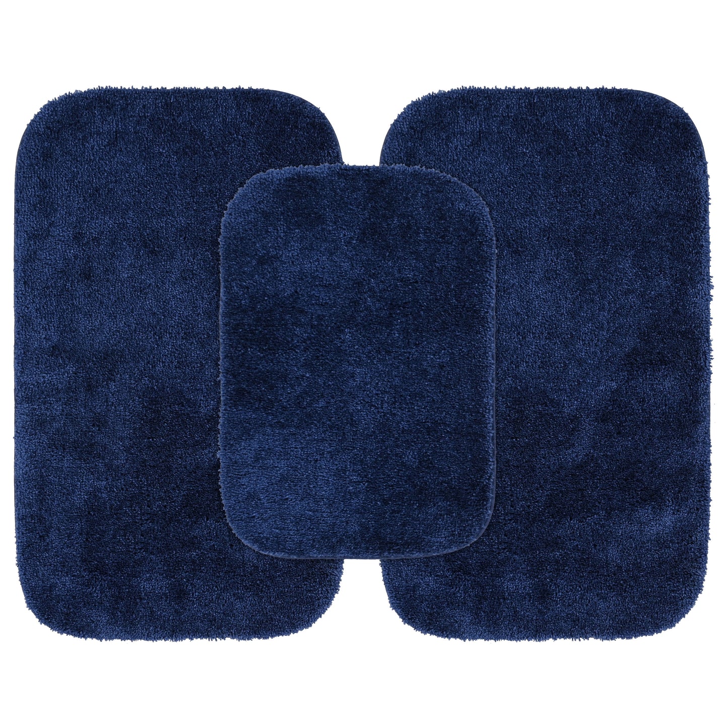 Garland Alfombra Tradicional Lavable, Juego de 3 Piezas (Alfombra de Baño de 17"x24" y Dos Alfombras de Baño de 21"x34") Azul Marino