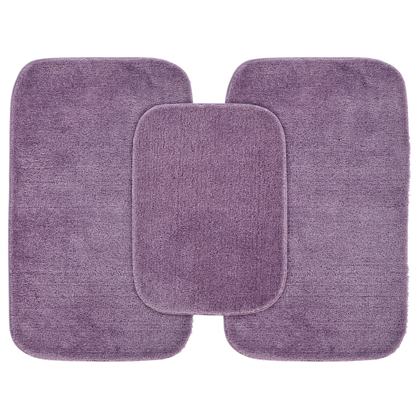 Garland Rug Traditional Washable Bath Rug Set, 3-Piece Set (17"x24" Bath Rug and Two 21"x34" Bath Rugs) Purple