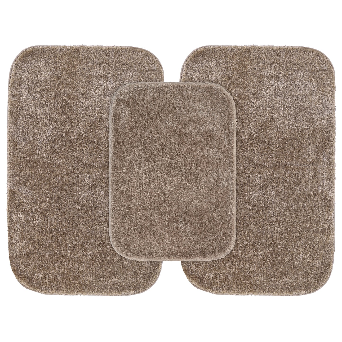 Garland Rug Traditional Washable Bath Rug Set, 3-Piece Set (17"x24" Bath Rug and Two 21"x34" Bath Rugs) Taupe