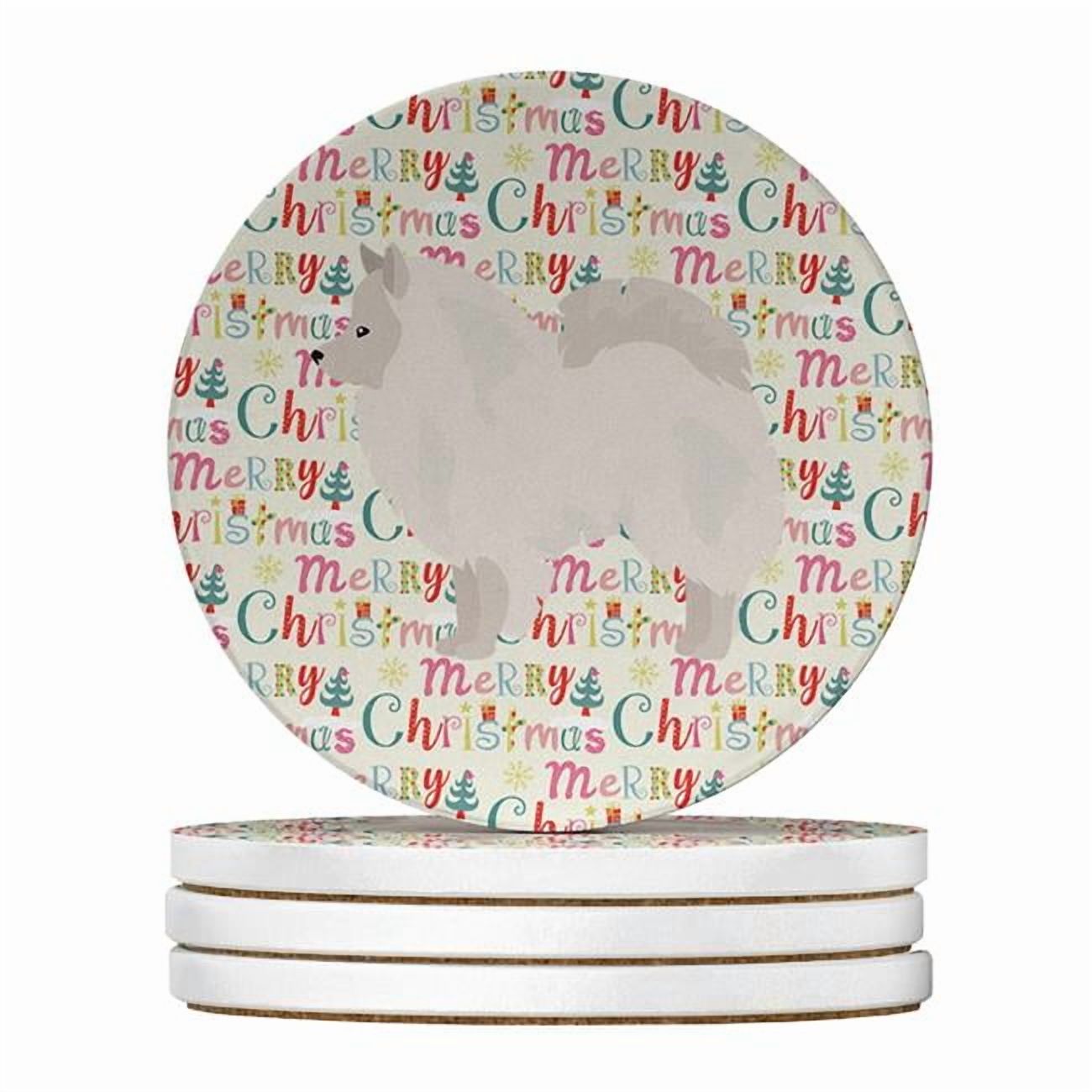 German Spitz #1 Merry Christmas Large Sandstone Coasters Pack of 4 4 in x 4 in