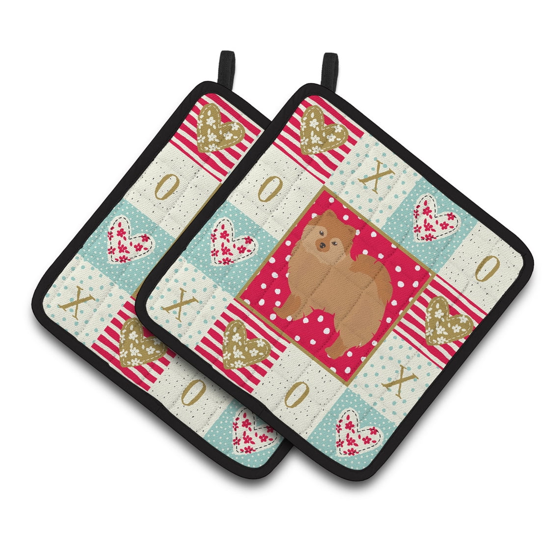 German Spitz #2 Love Pair of Pot Holders