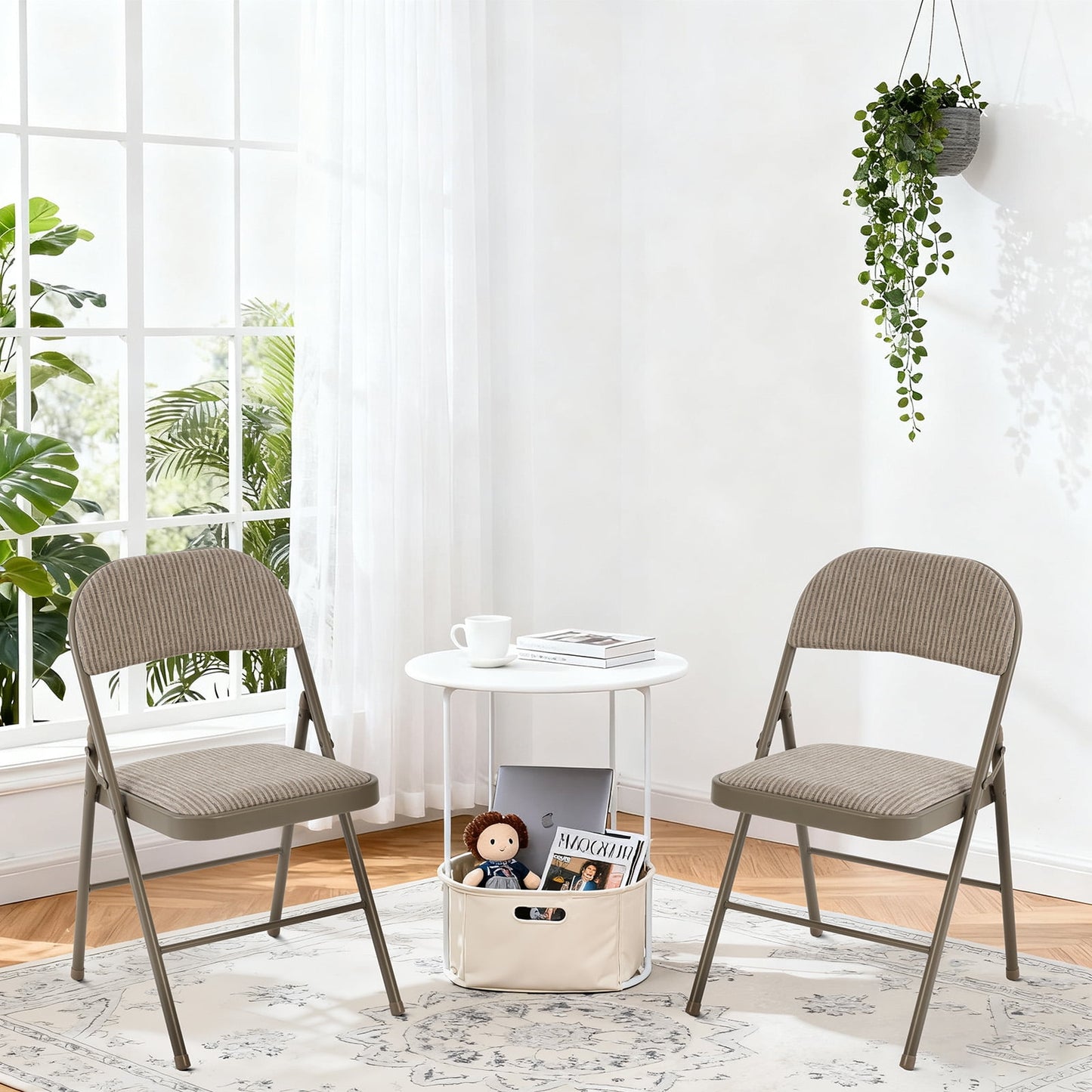 Gianna 2-Pack Folding Chairs, Padded Fabric Dining Chairs with Cushioned Seat and Back for Indoor or Outdoor Use, Home, Office, Events & Parties