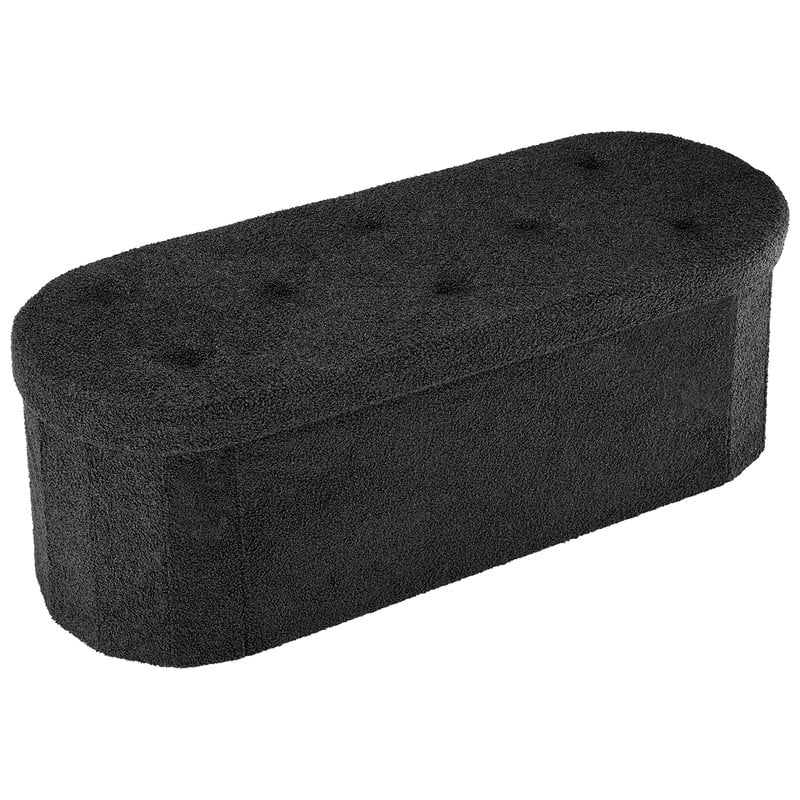Gianna 43 Inch Ottoman with Storage, Folding Foot Rest for Living Room & Bedroom, Versatile Home Bench, Black