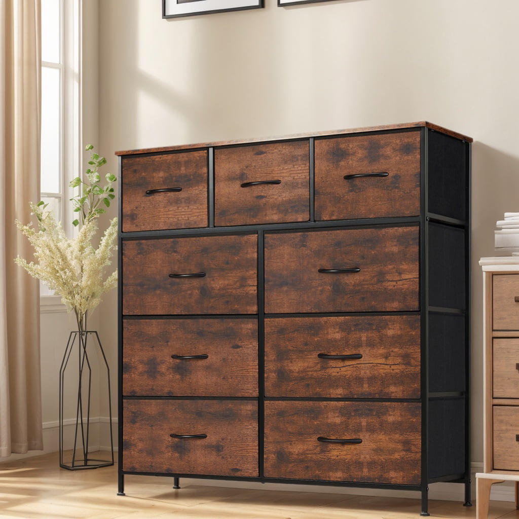 CONCETTA 9-Drawer Fabric Dresser, Perfect for Home, Office & Entryway, Rustic Brown