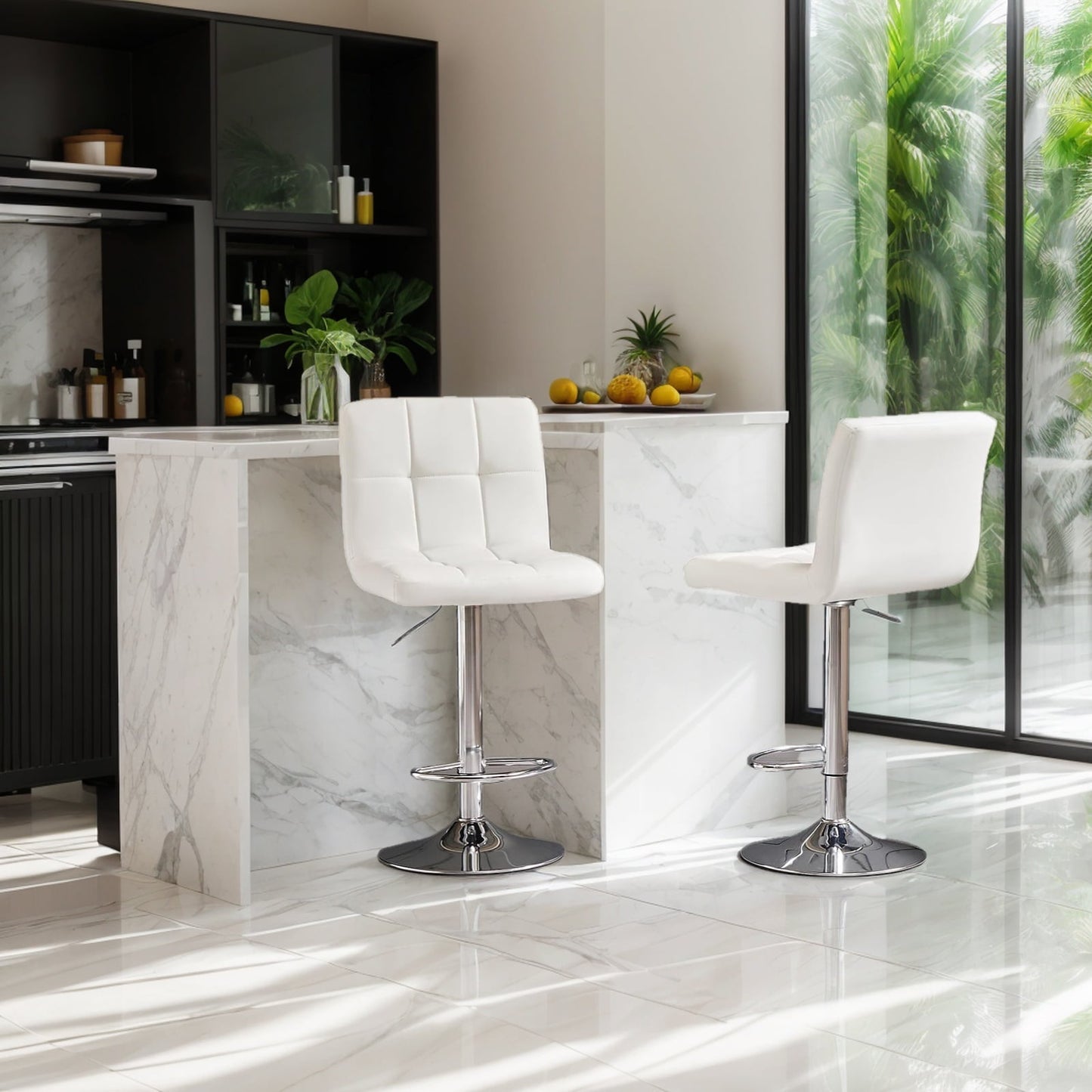 JOINSUN Bar Stools Set of 4, Armless Hydraulic Adjustable Swivel BarStools for Kitchen Island