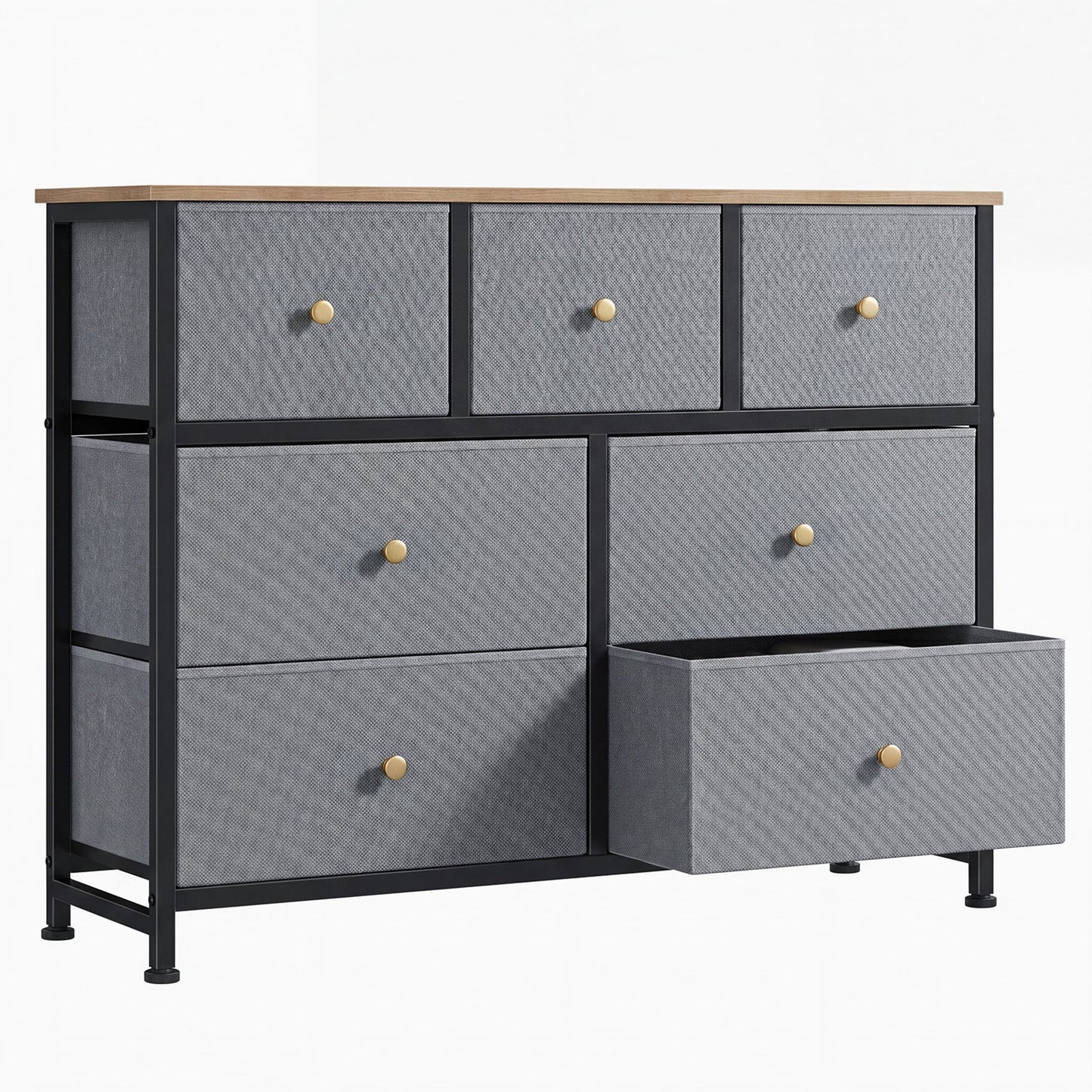 Gianna Chest of Drawers with 7 Fabric Drawers, Drawer Cabinet, Organization Furniture for Kitchen, Office, Hallway, Blue