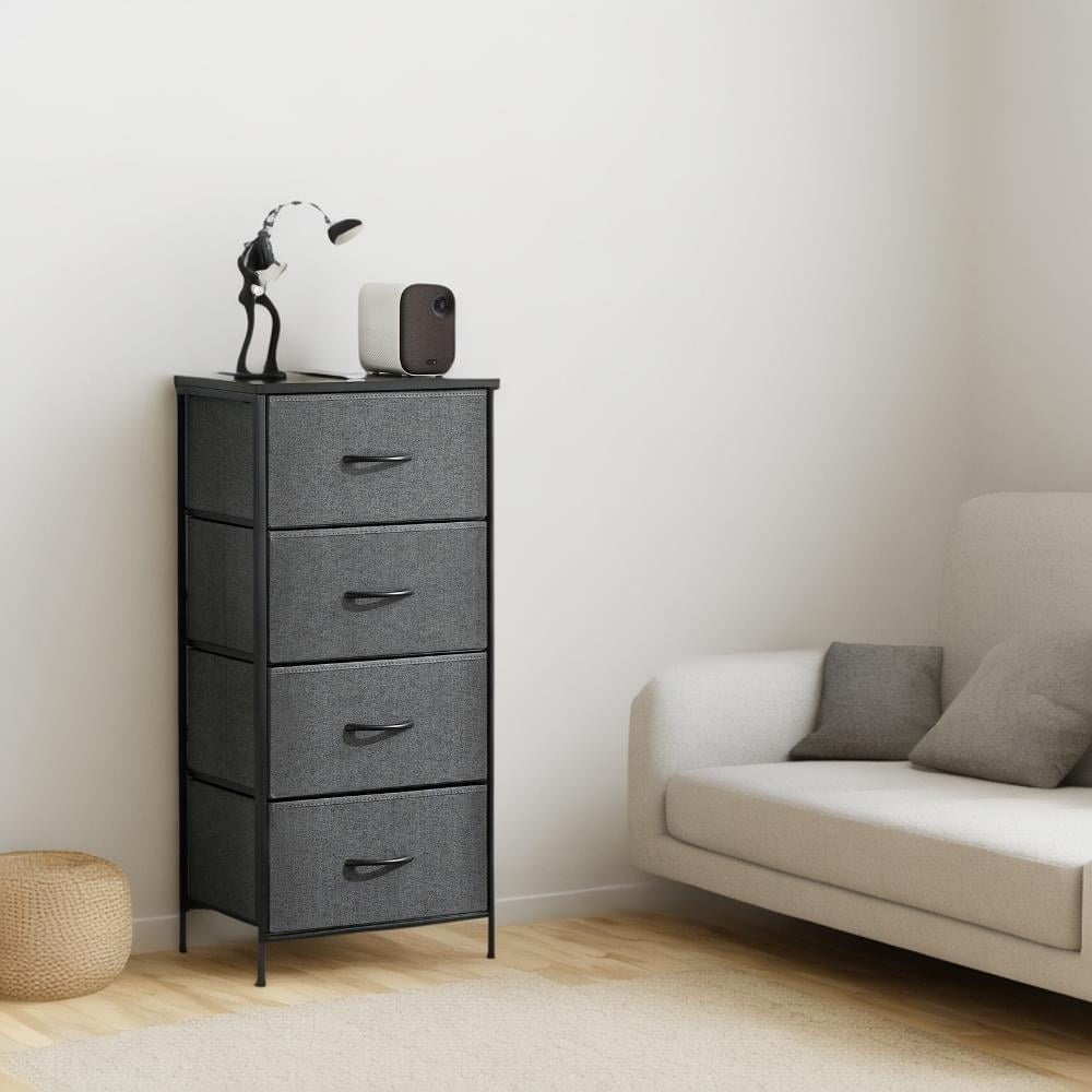 JOINSUN Fabric Dressers Cabinet with 4 Drawers, Chest of Drawers for Living Room, Bedroom, Grey