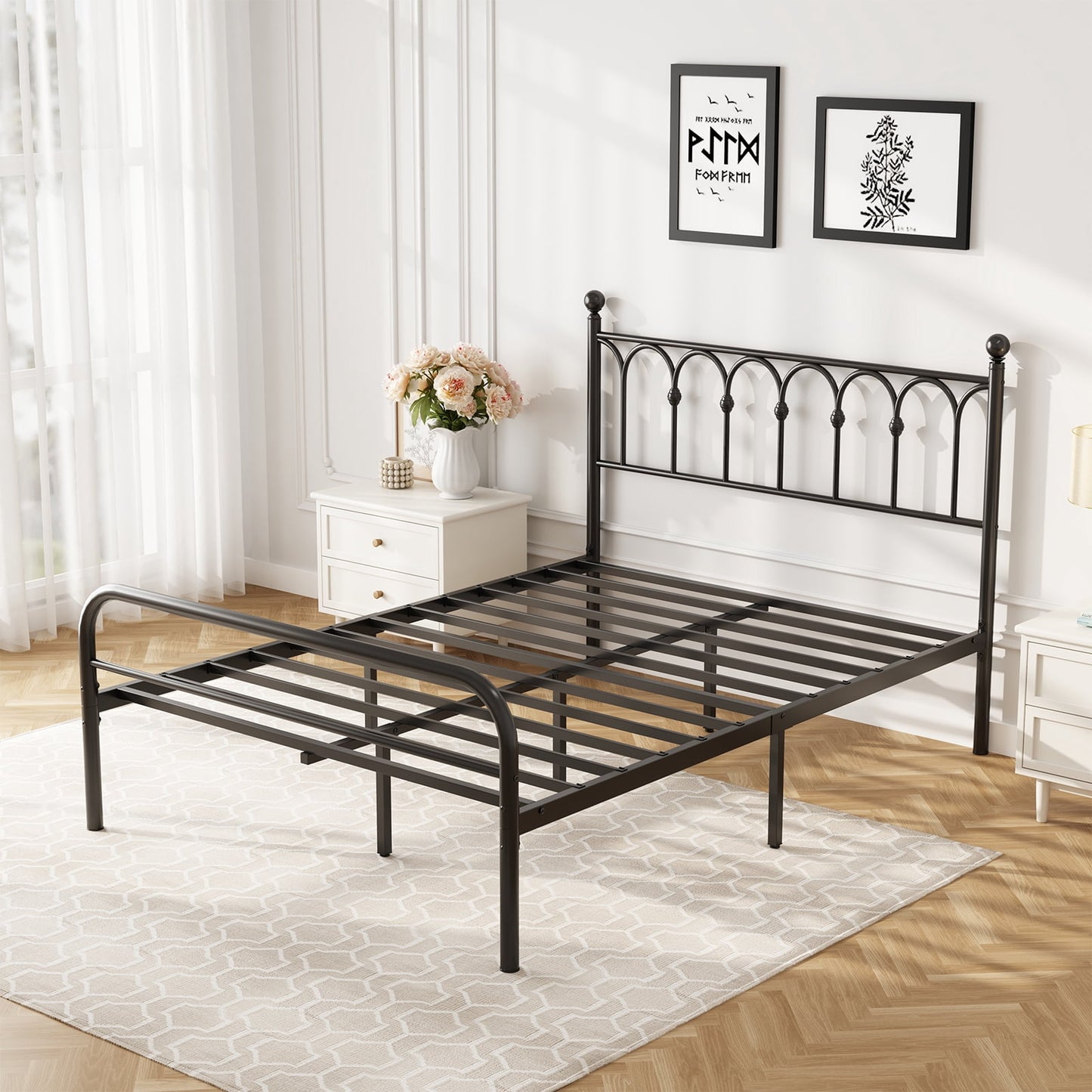 Gianna Full Metal Platform Bed Frame with Steel Slat Support, Underbed Storage, No Box Spring Needed, Easy Assembly